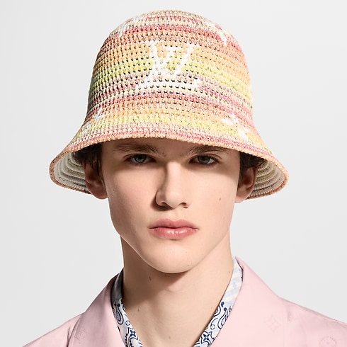 Monogram Stripes Crochet Bucket Hat . in Men's Accessories Hats, Beanies and Socks collections by Louis Vuitton (Product zoom)