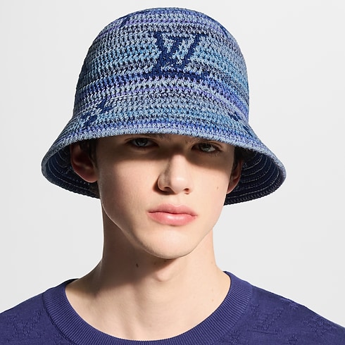 Stripes Crochet Bucket Hat . in Men's Accessories Hats, Beanies and Socks collections by Louis Vuitton (Product zoom)