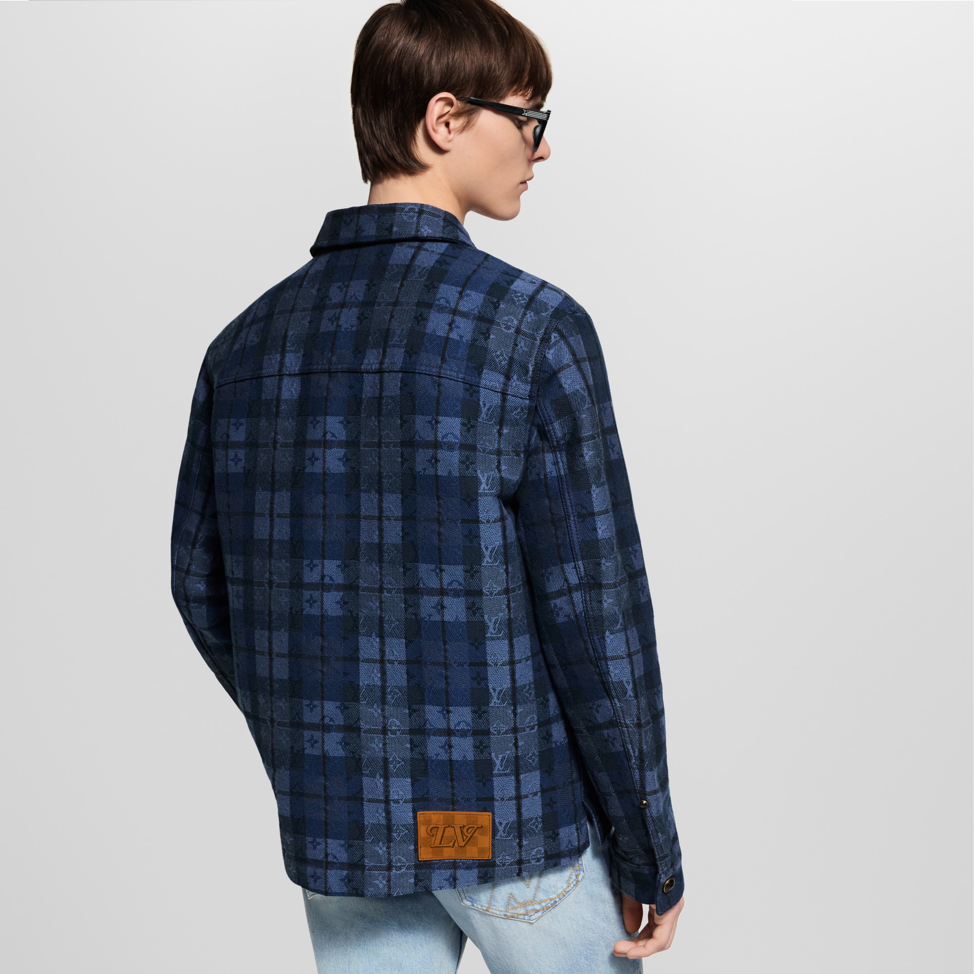 Monogram Tartan Denim Overshirt  in Men