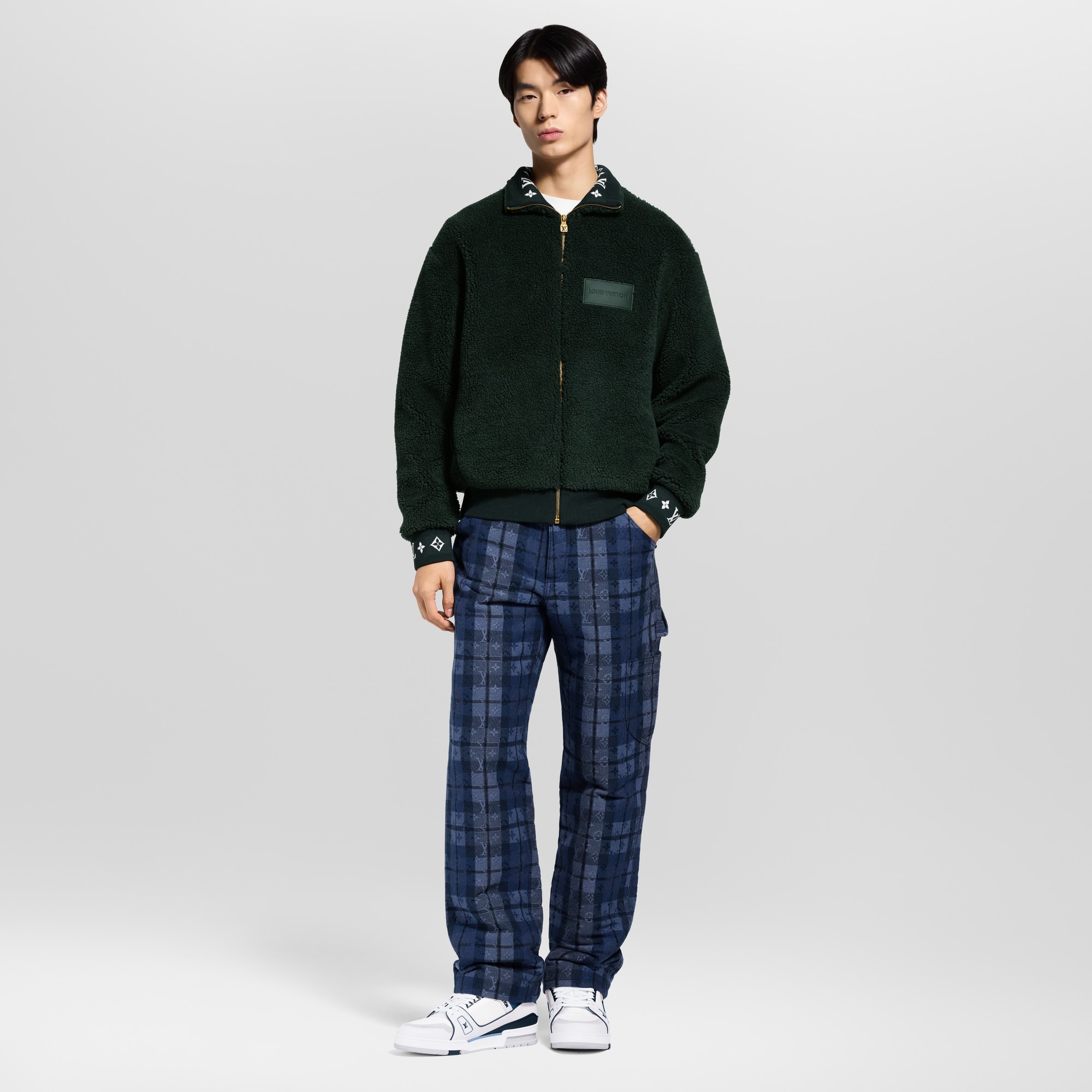 Monogram Tartan Denim Pants  in Men
