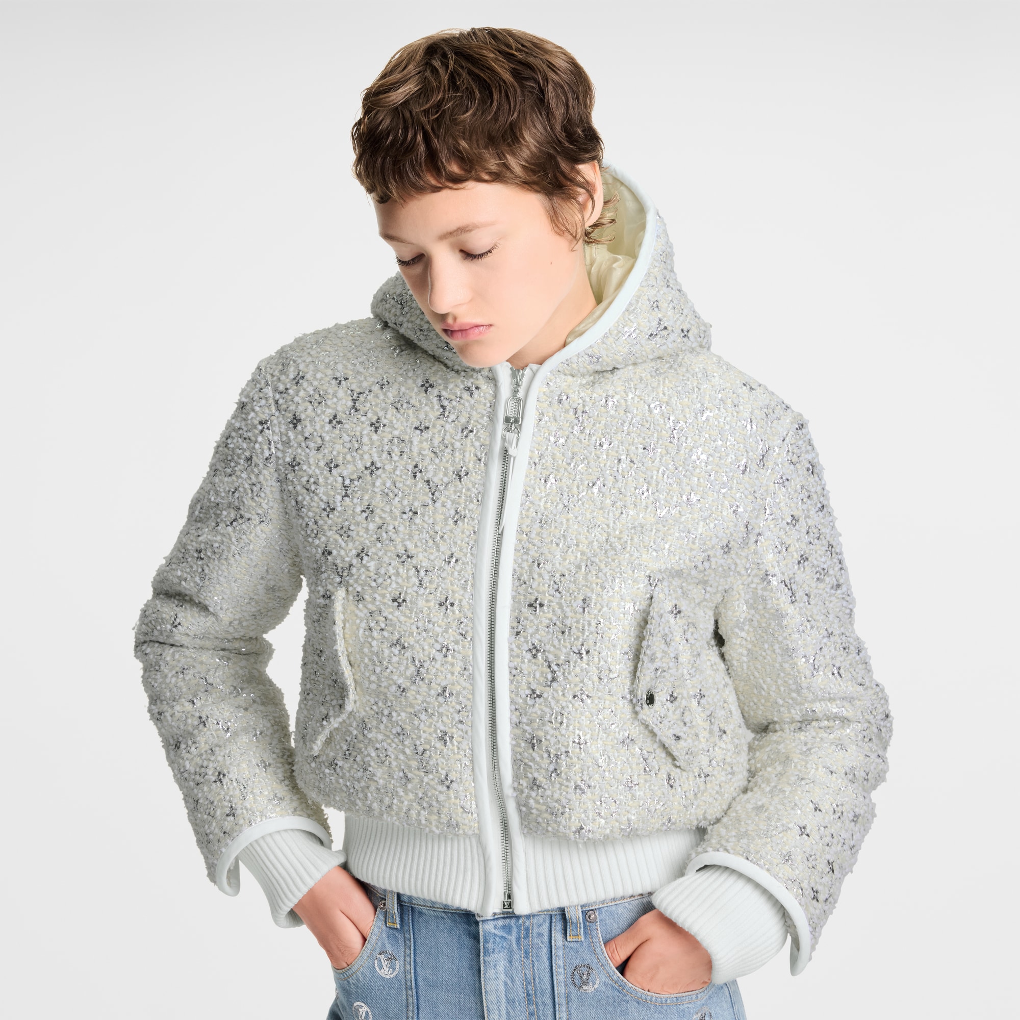 Monogram Tweed Cropped Jacket  in Women