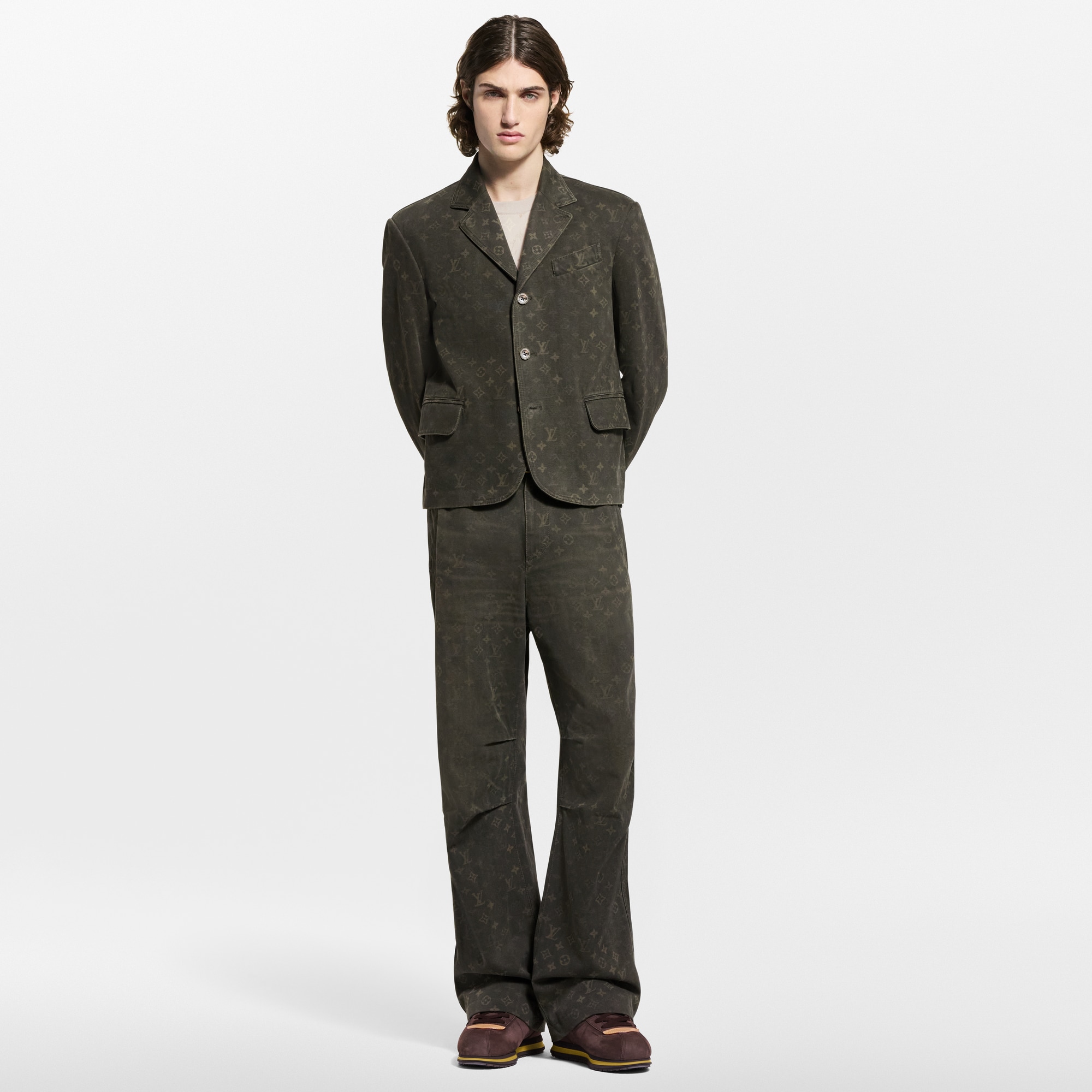 Monogram 圖案蠟面牛仔外套  in 男士