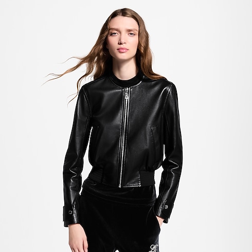 Nanogram Accent Leather Bomber Jacket in Women's Ready to Wear Coats and Jackets collections by Louis Vuitton (Product zoom)