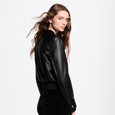 Nanogram Accent Leather Bomber Jacket in Women's Ready to Wear Coats and Jackets collections by Louis Vuitton (Product zoom)