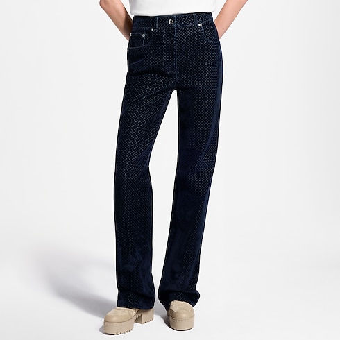 Nanogram Flocked Velvet Jeans in Women's Ready to Wear Pants and Shorts collections by Louis Vuitton (Product zoom)