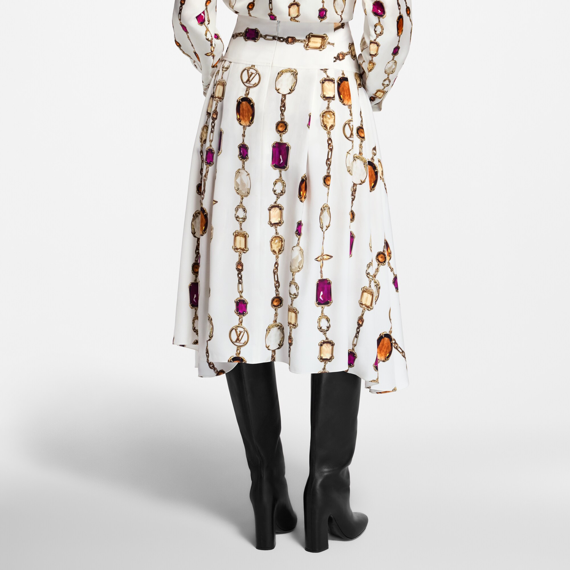 項鏈印花圖案中長半截裙  in 女士