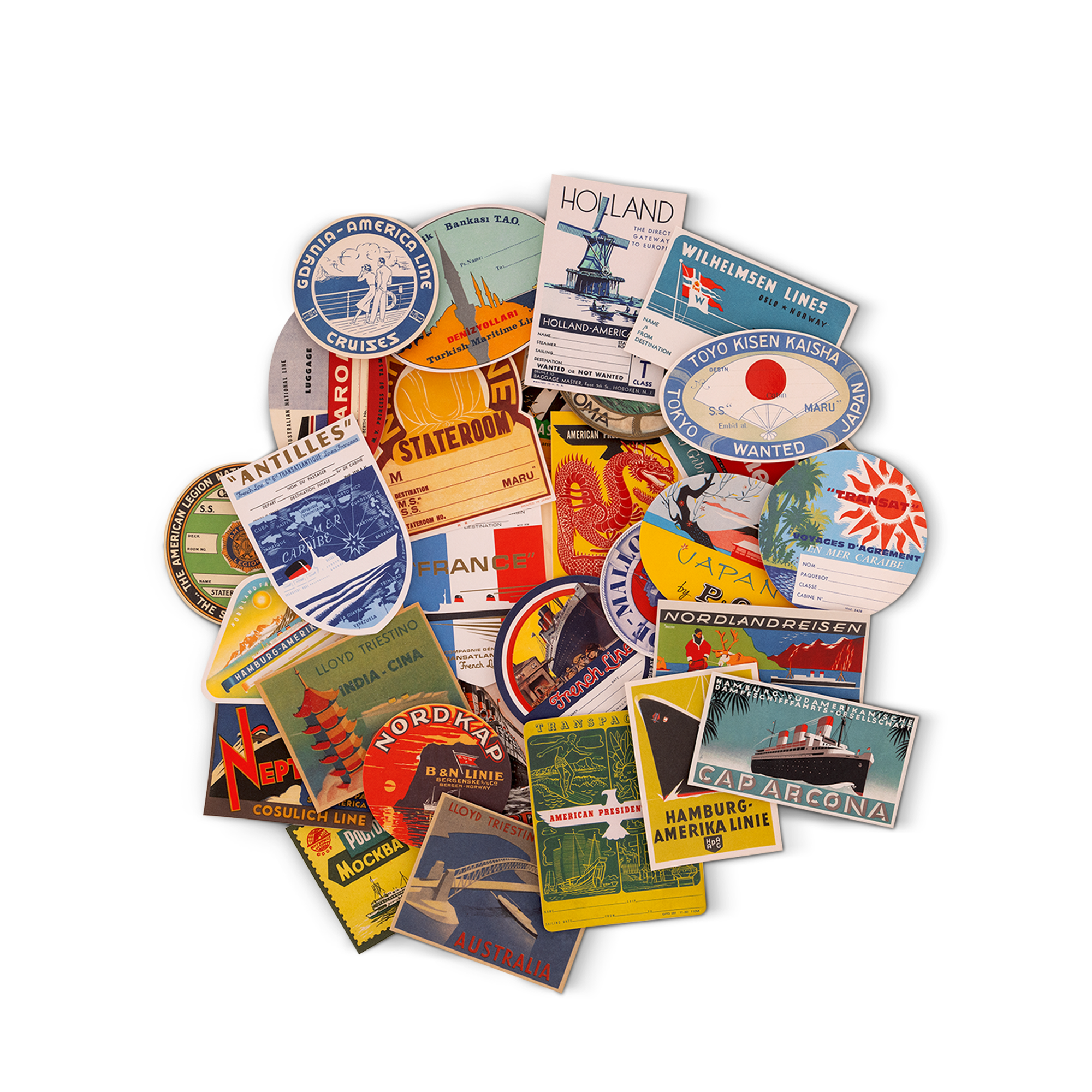 Ocean Liners Labels Postcard Box  in Trunks, Travel and Home