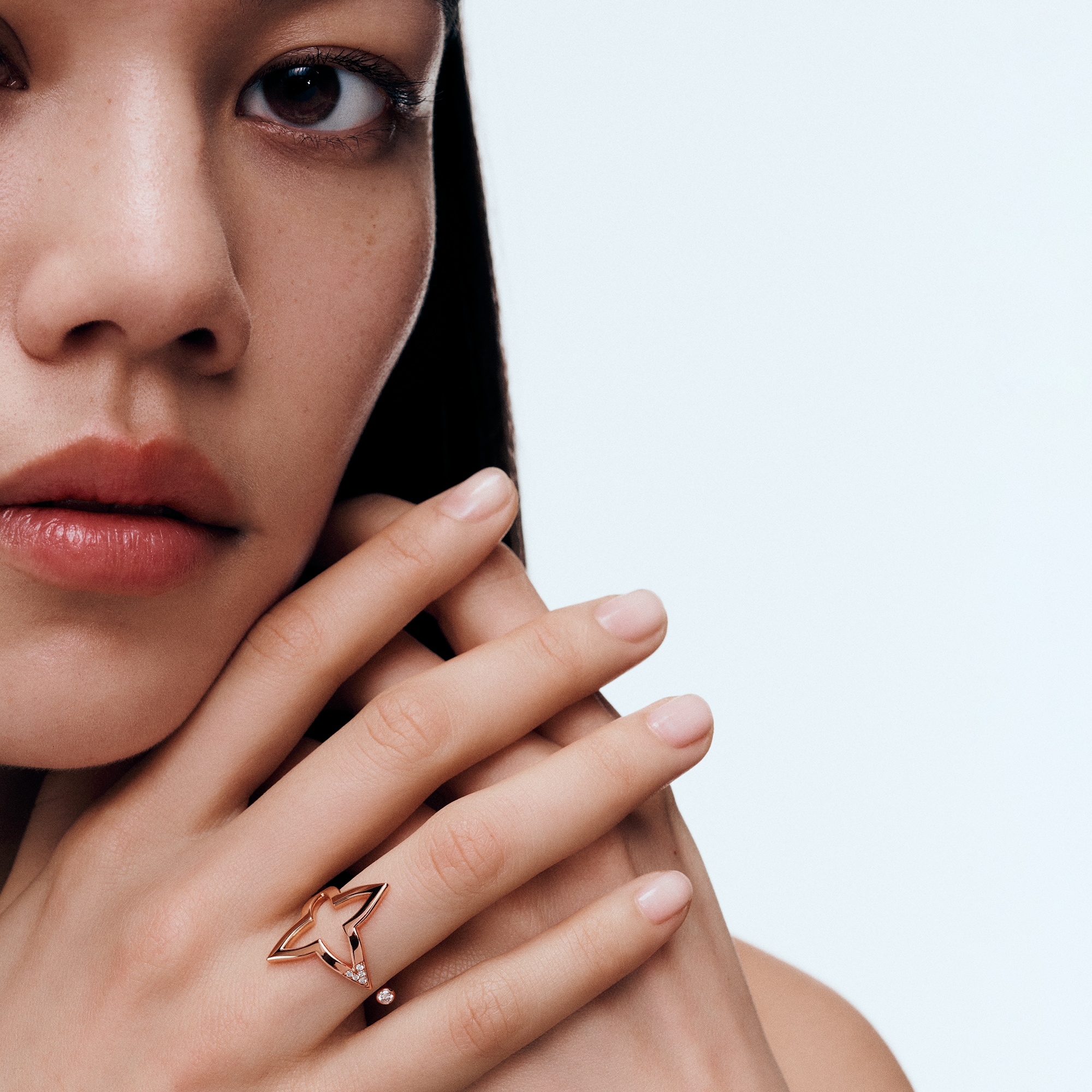 Ombre Blossom 開放式戒指 - 配玫瑰K金及鑽石  in 珠寶系列