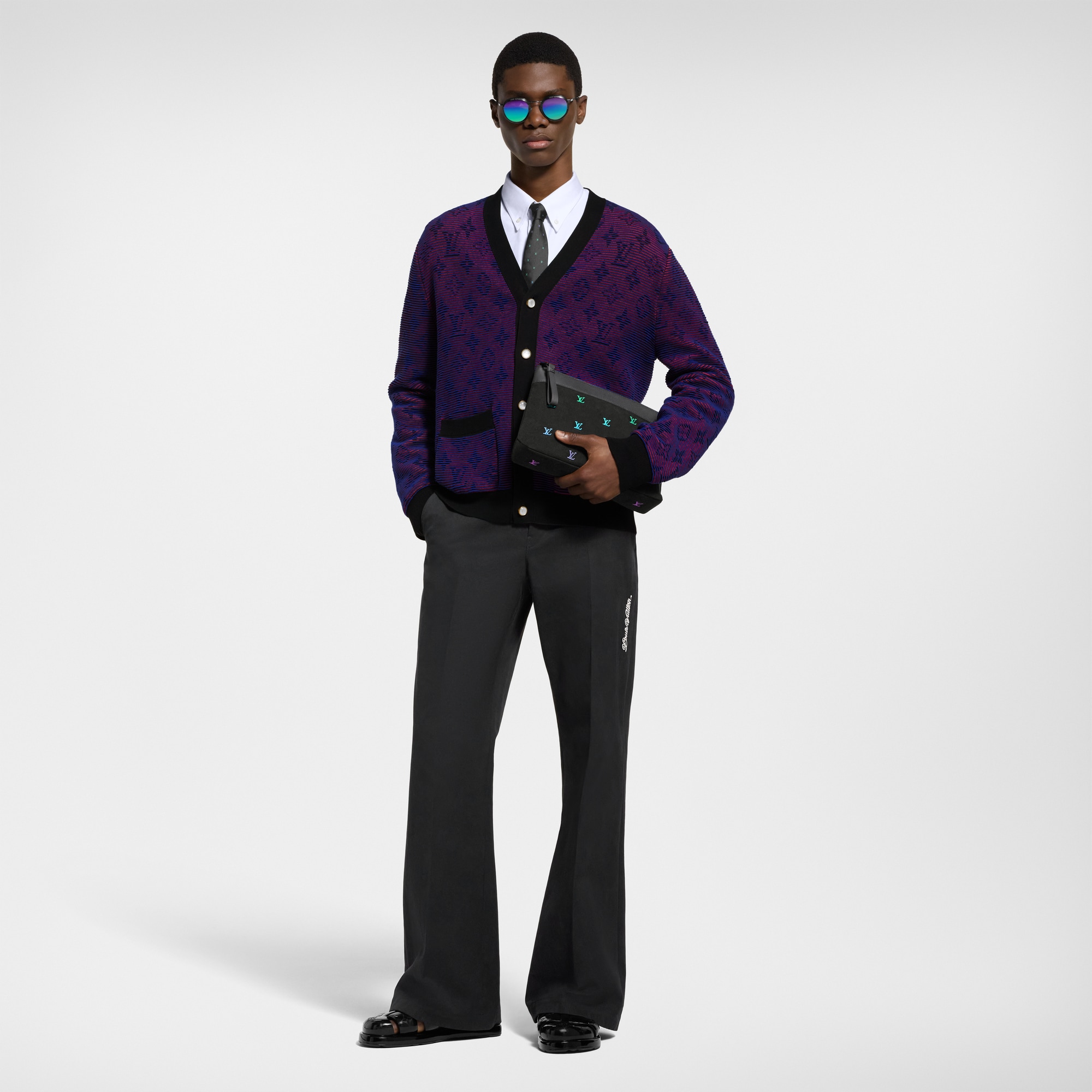 視覺效果 Monogram 提花開襟外套  in 男士