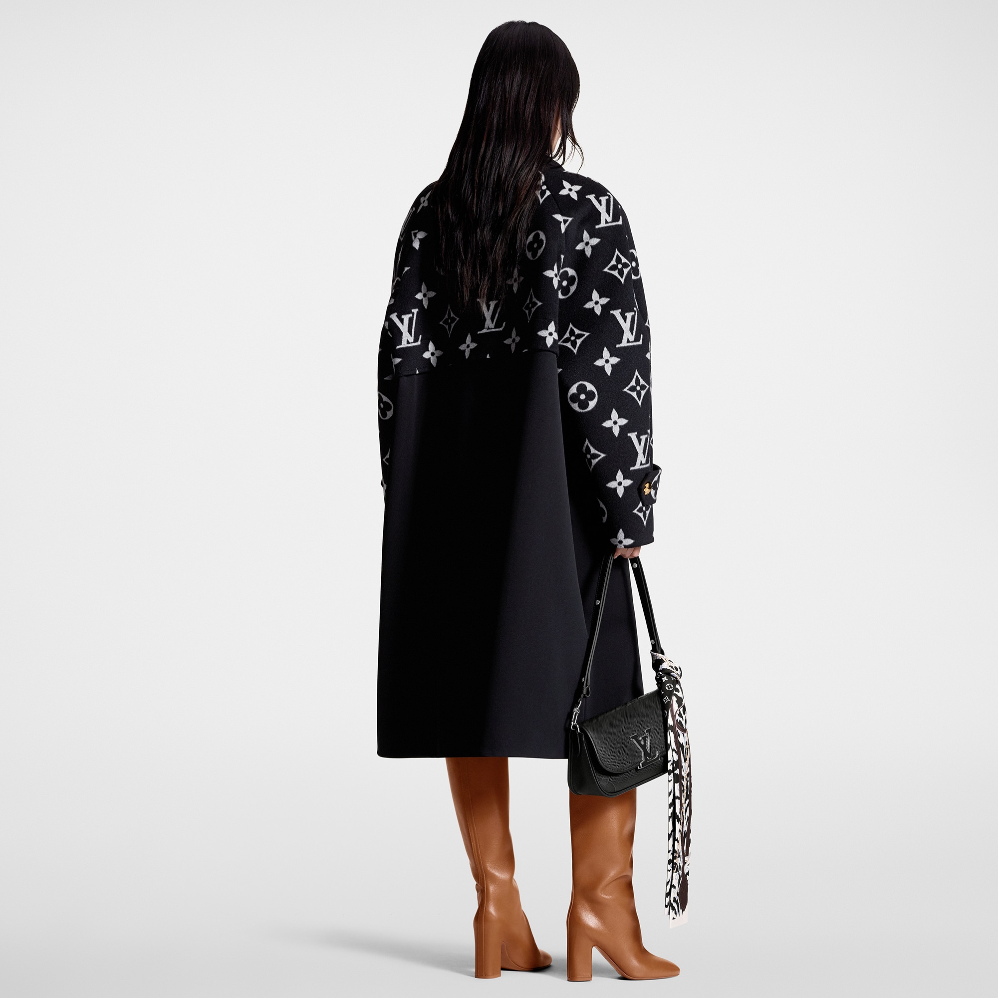 Oversized Monogram Accent Coat  in Women