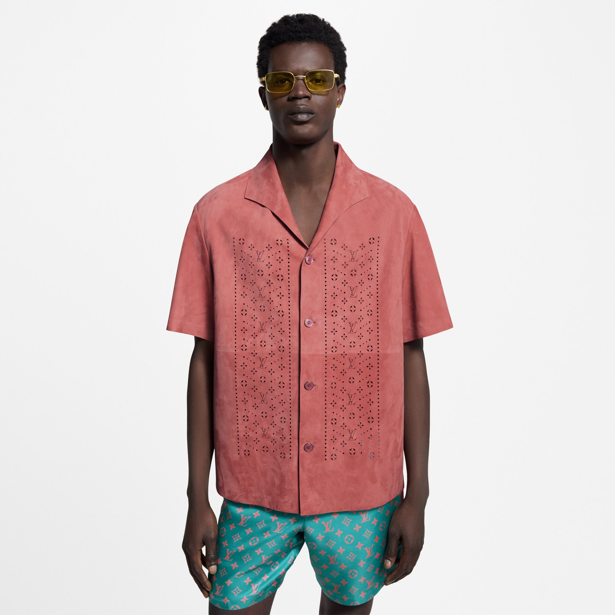 Perforated Leather Shirt  in Men