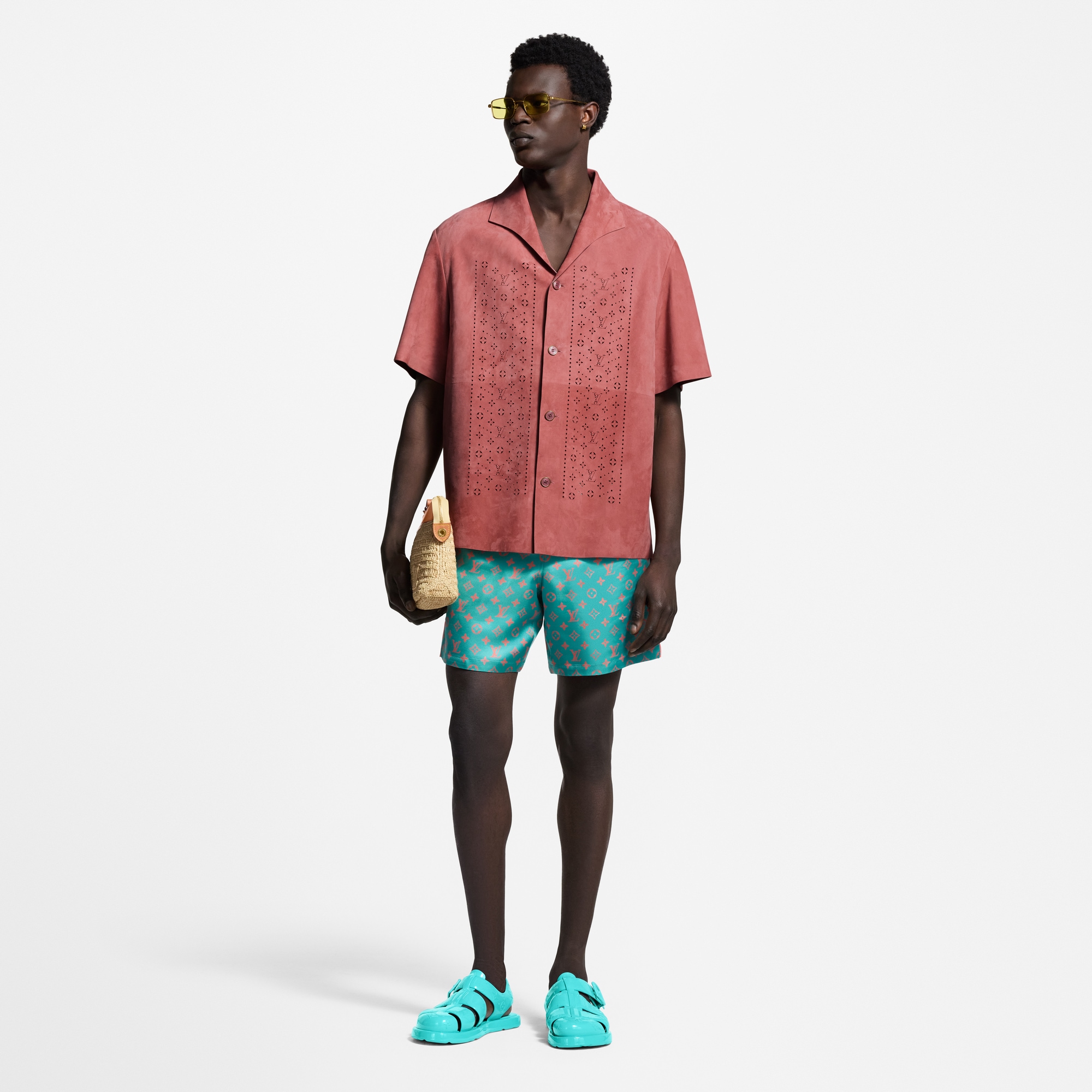 Perforated Leather Shirt  in Men