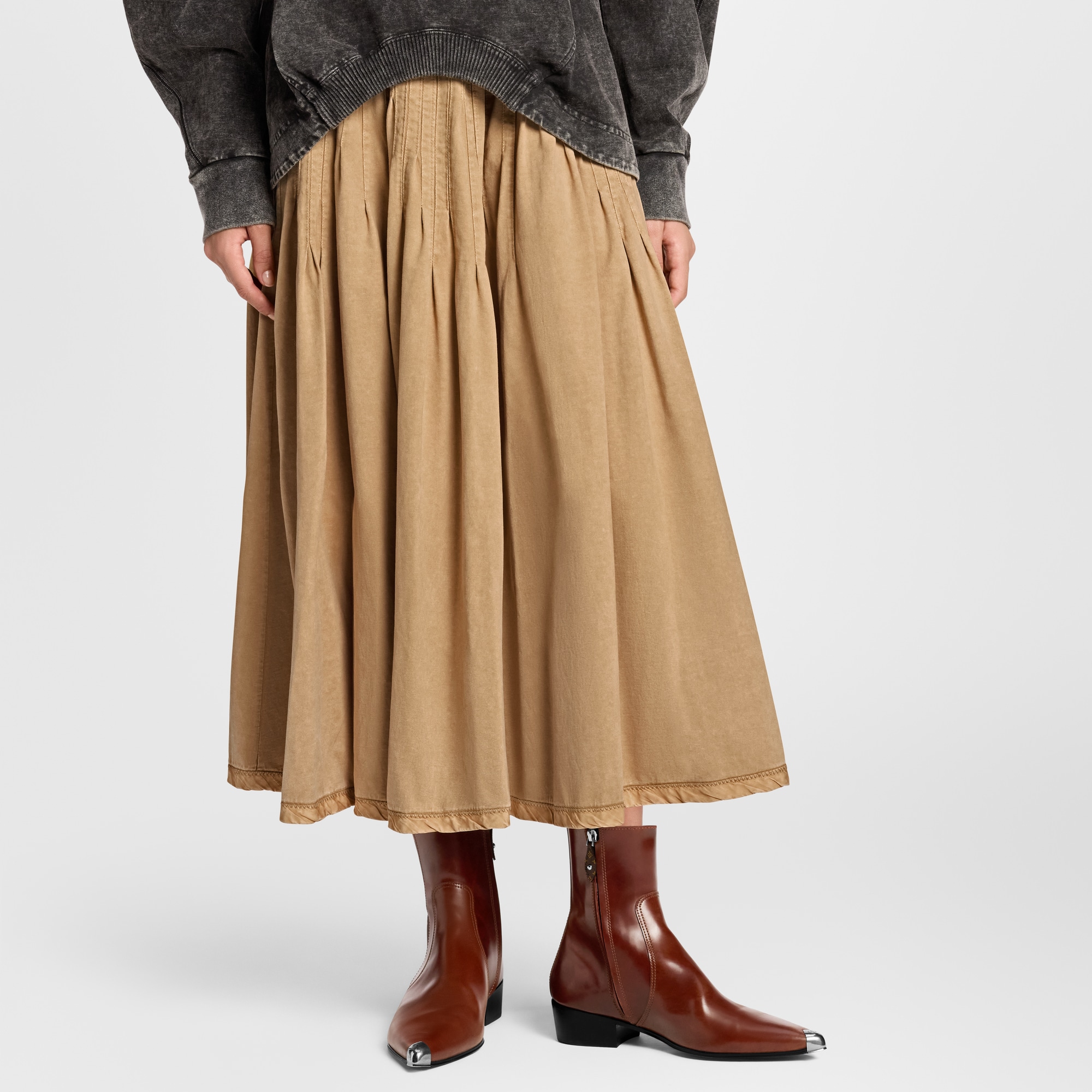 Pleated Jersey Maxi Skirt  in Women