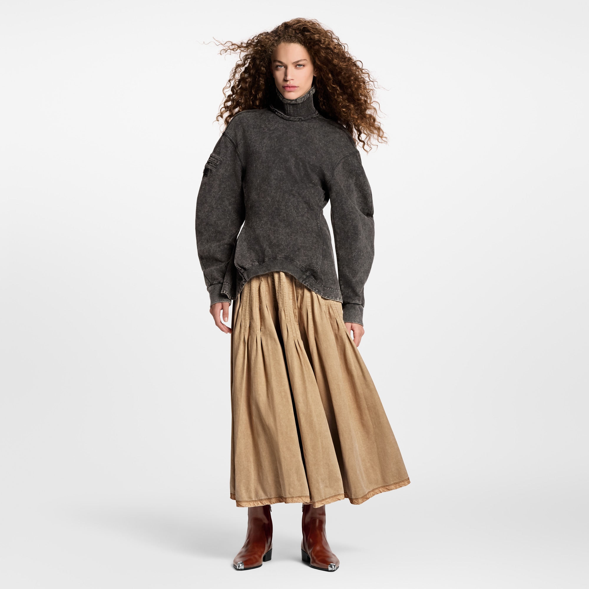 Pleated Jersey Maxi Skirt  in Women