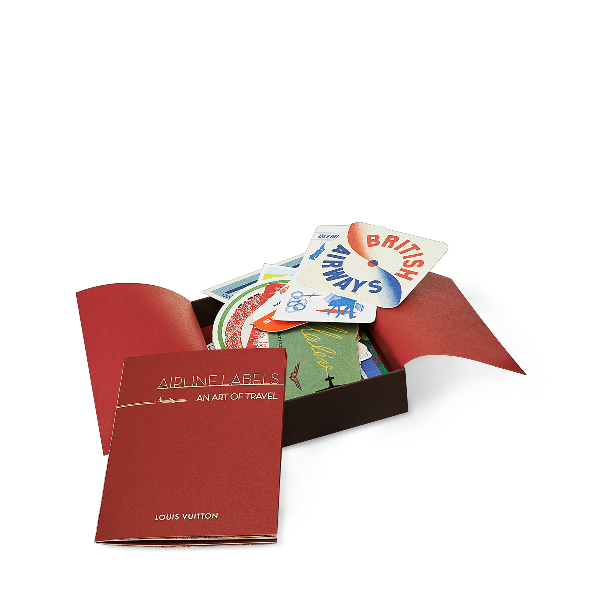 Postcards box, 30 Airlines Labels  in Trunks, Travel and Home