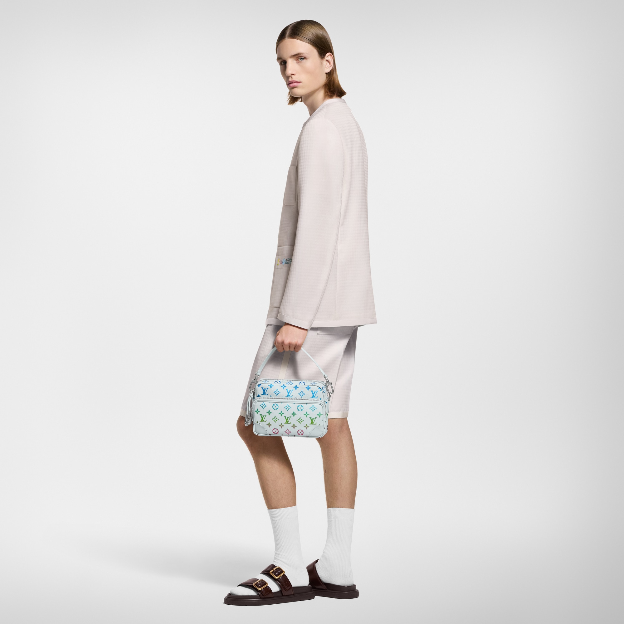 Preppy Collarless Wool Jacket  in Men