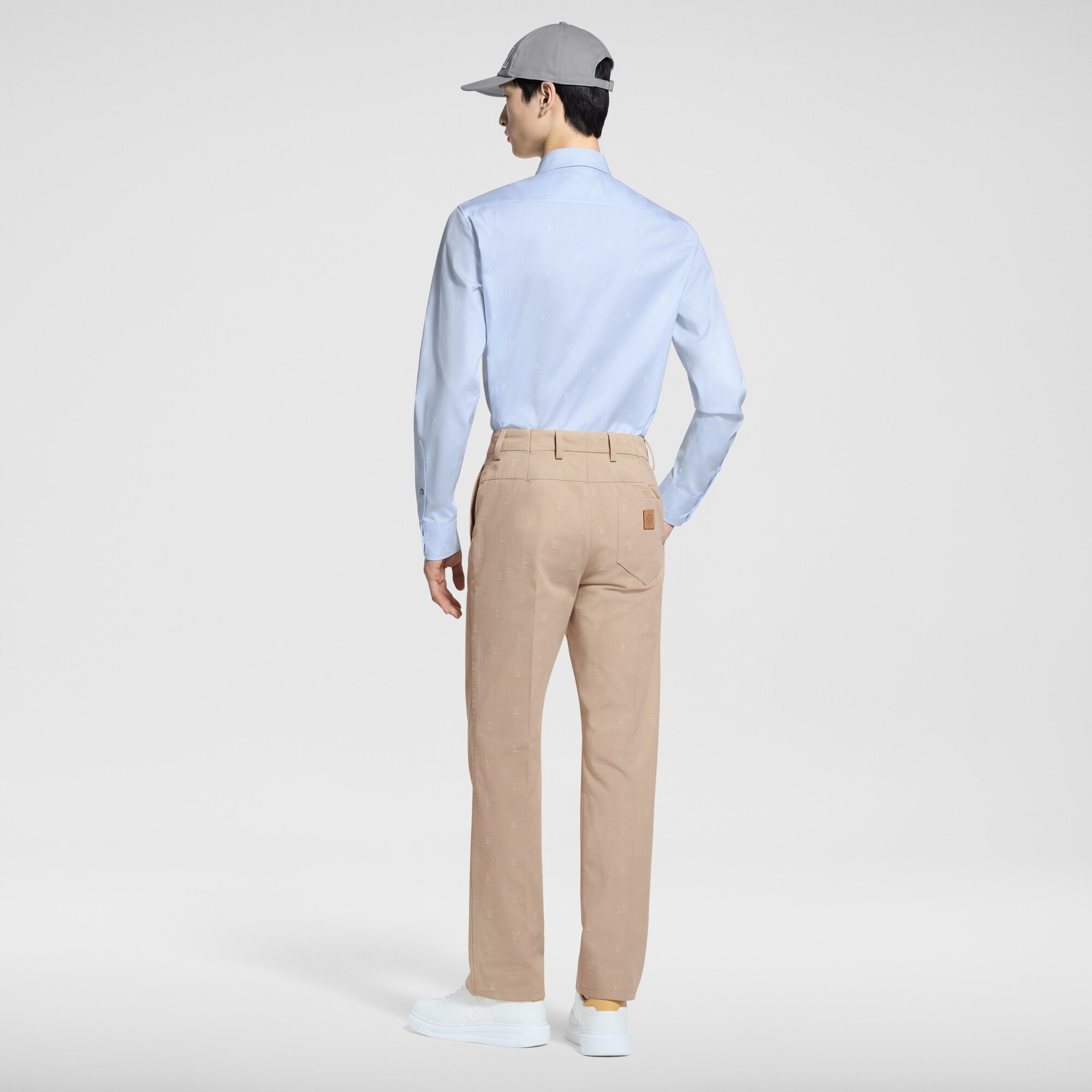 Printed Cotton Long-Sleeved Oxford Shirt  in Men