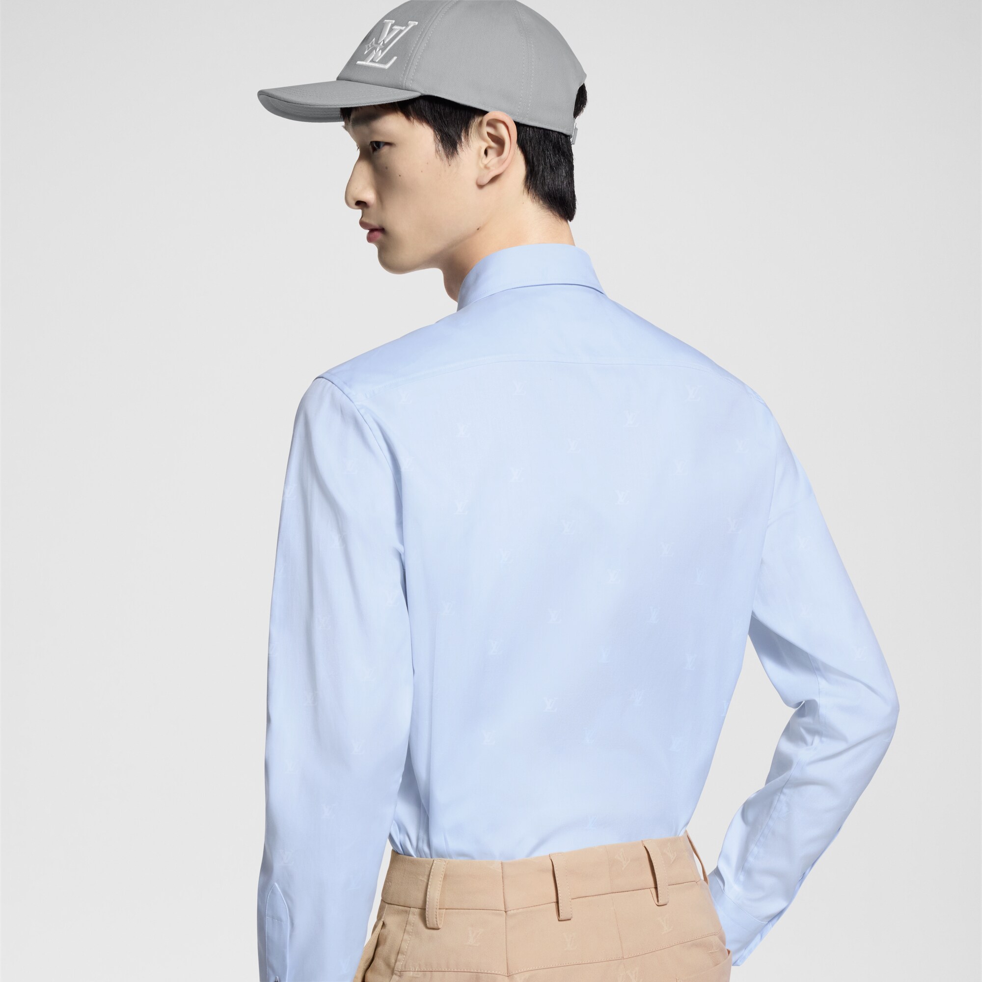 Printed Cotton Long-Sleeved Oxford Shirt  in Men