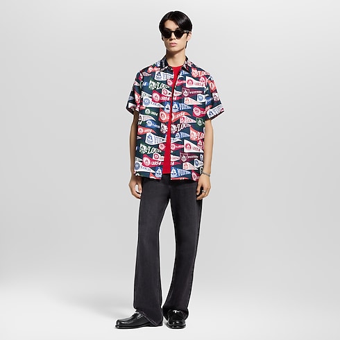 印花短袖絲質混紡面料襯衫 in 男士's 時裝系列 襯衫 collections by Louis Vuitton (產品縮放)