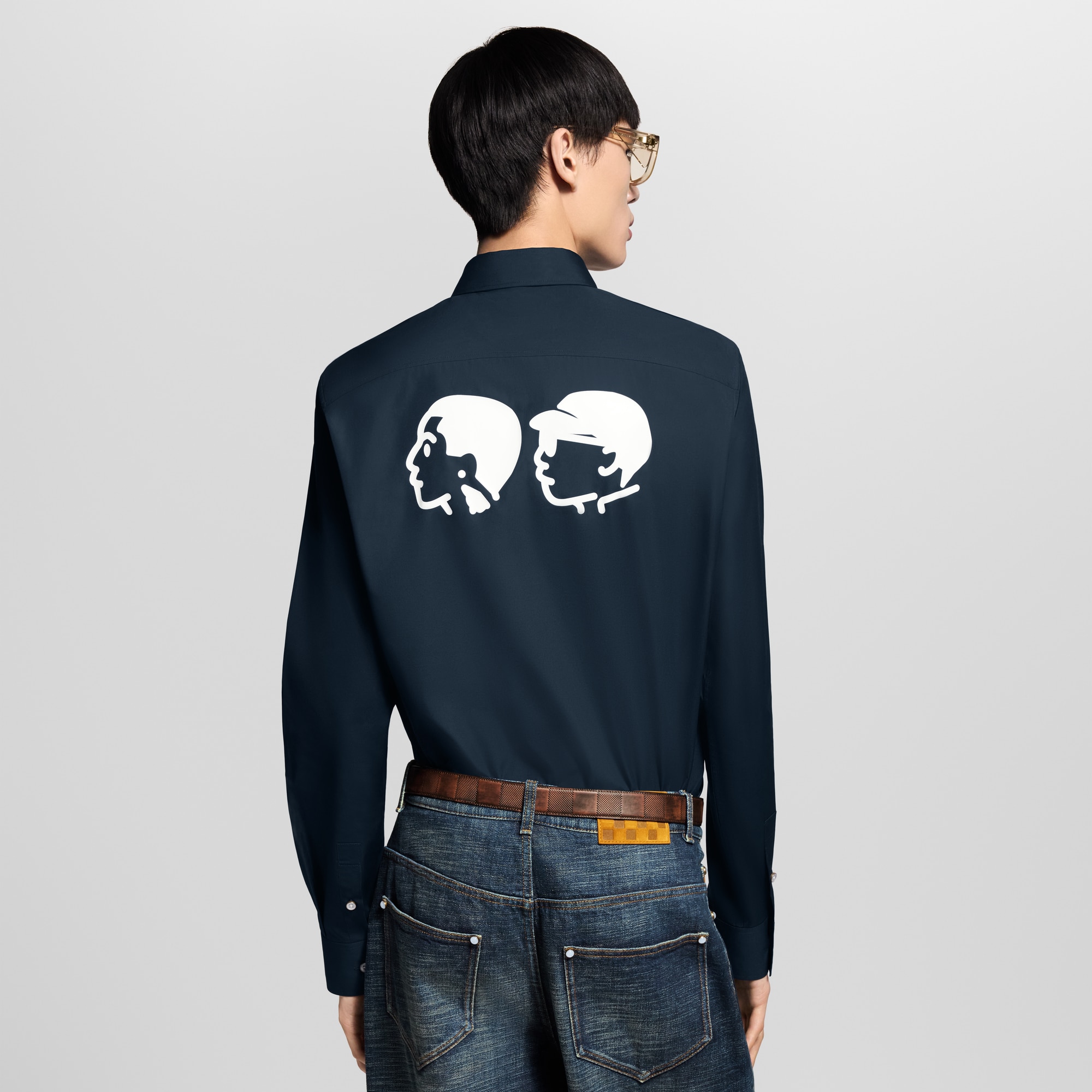 Printed Signature Long- Sleeved Shirt  in Men