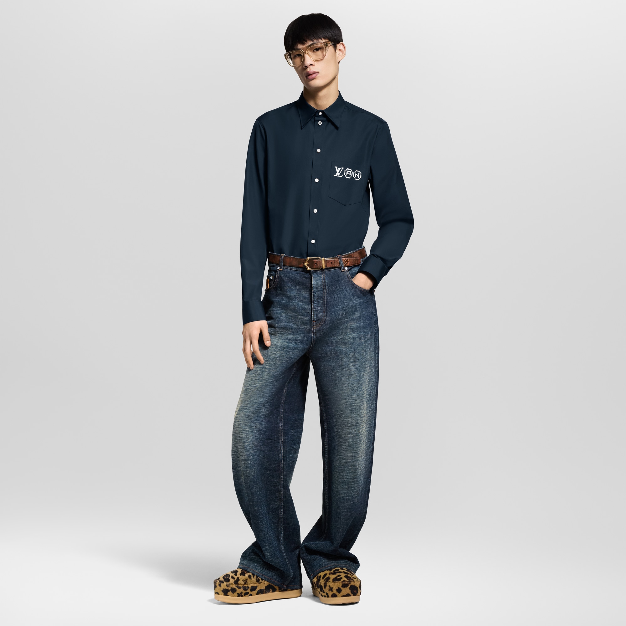 Printed Signature Long- Sleeved Shirt  in Men