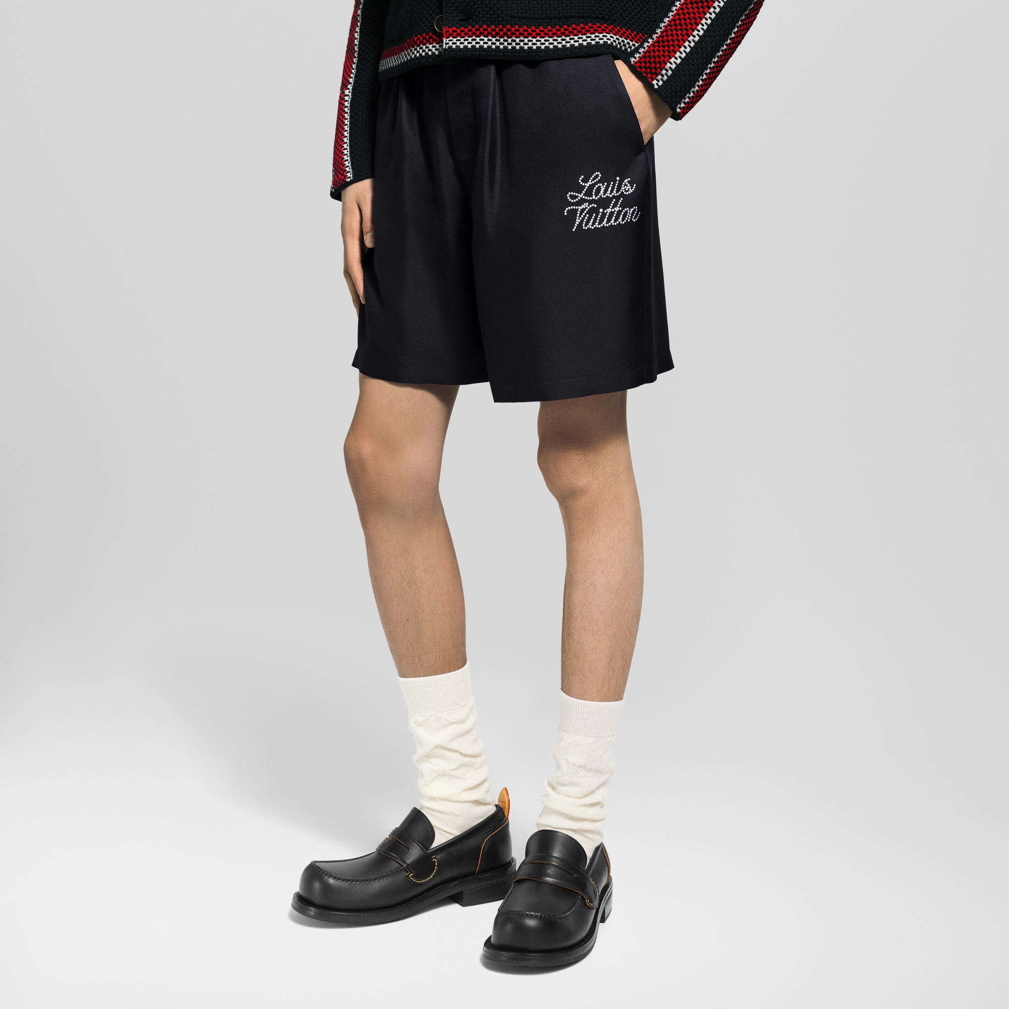 Printed Signature Silk Shorts  in Men