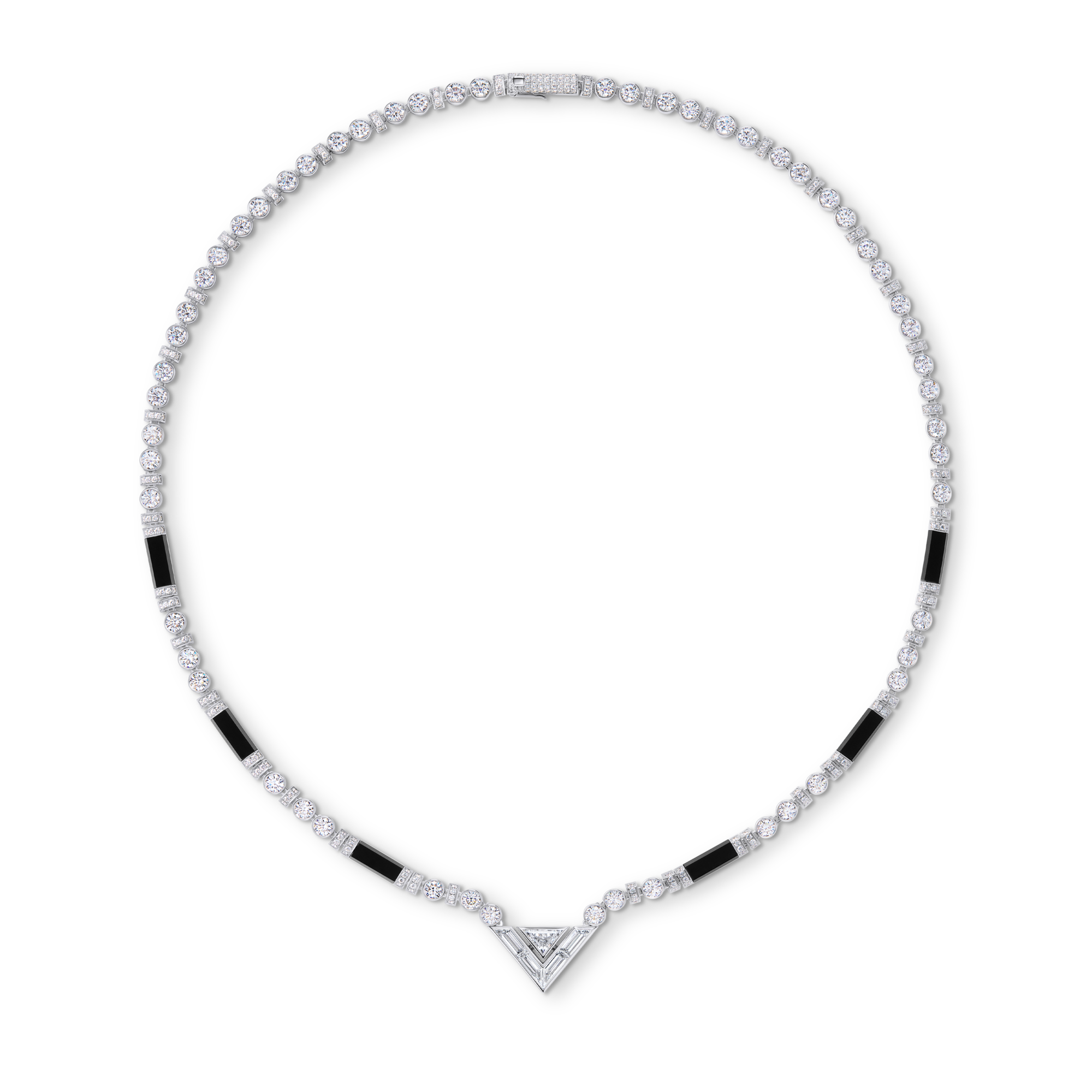 Pure V 項鍊 - 配白K金、縞瑪瑙及鑽石  in Les Extraordinaires