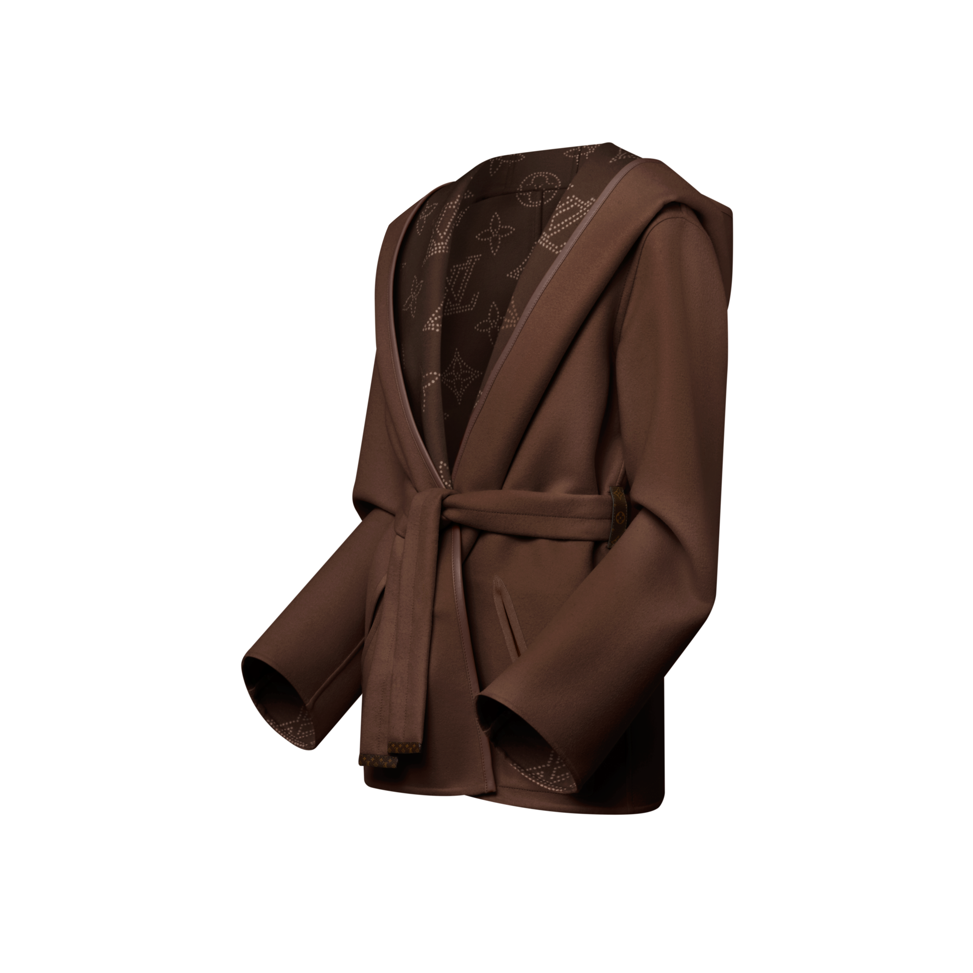 雙面連帽裹式短大衣  in 女士