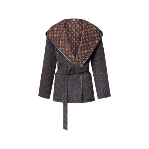 Reversible Short Hooded Wrap Coat in Women's Ready to Wear Coats and Jackets collections by Louis Vuitton (Product zoom)