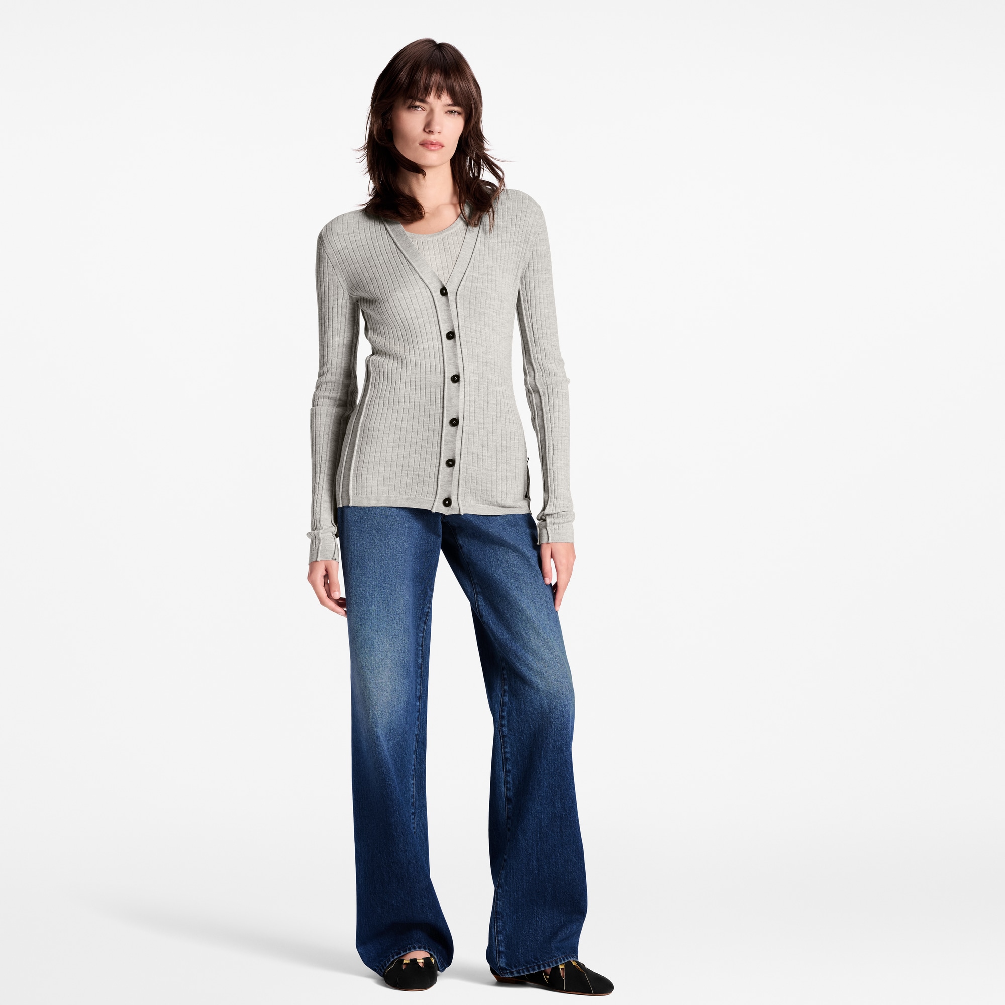 Ribbed Knit Cardigan  in Women