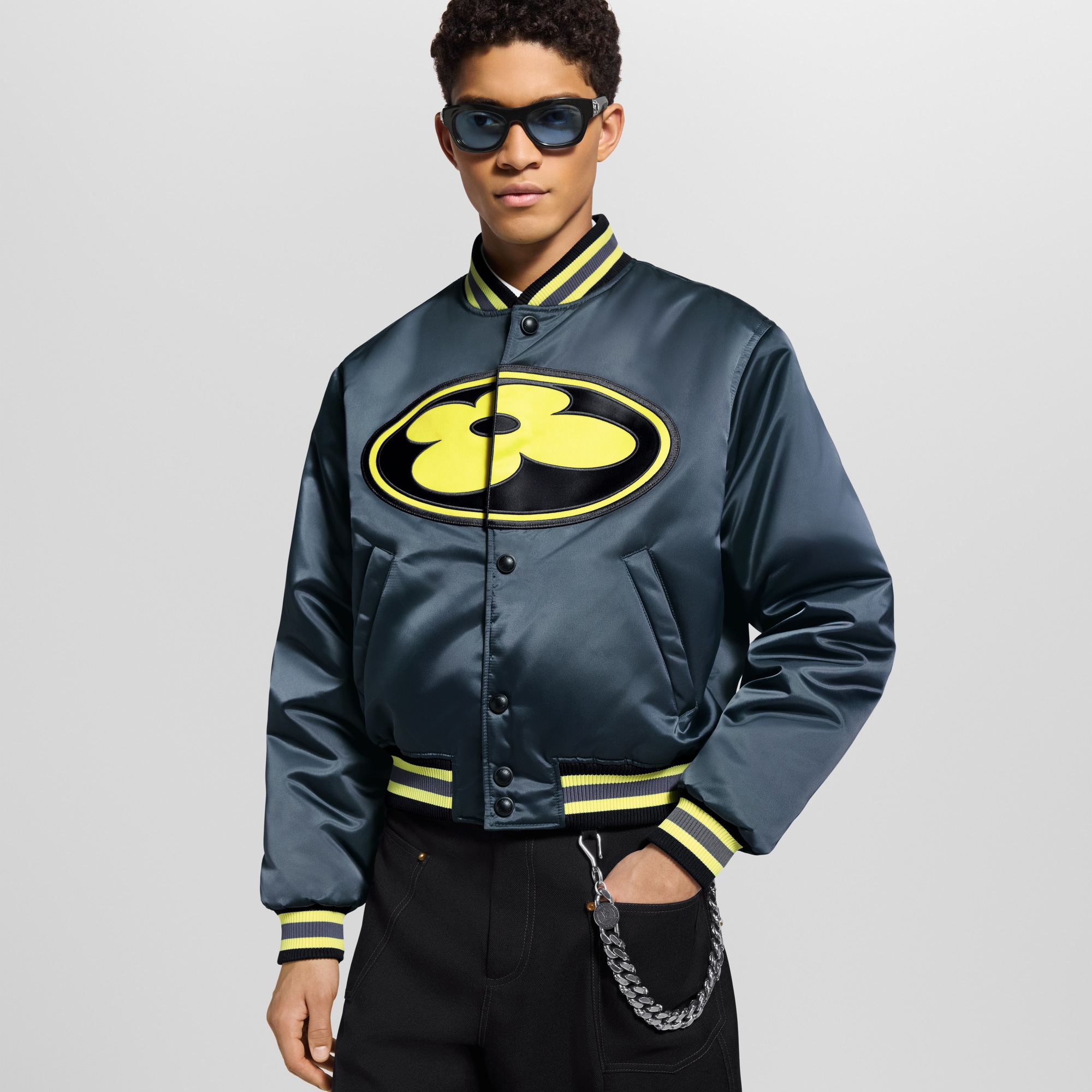 Satin Baseball Blouson  in Men