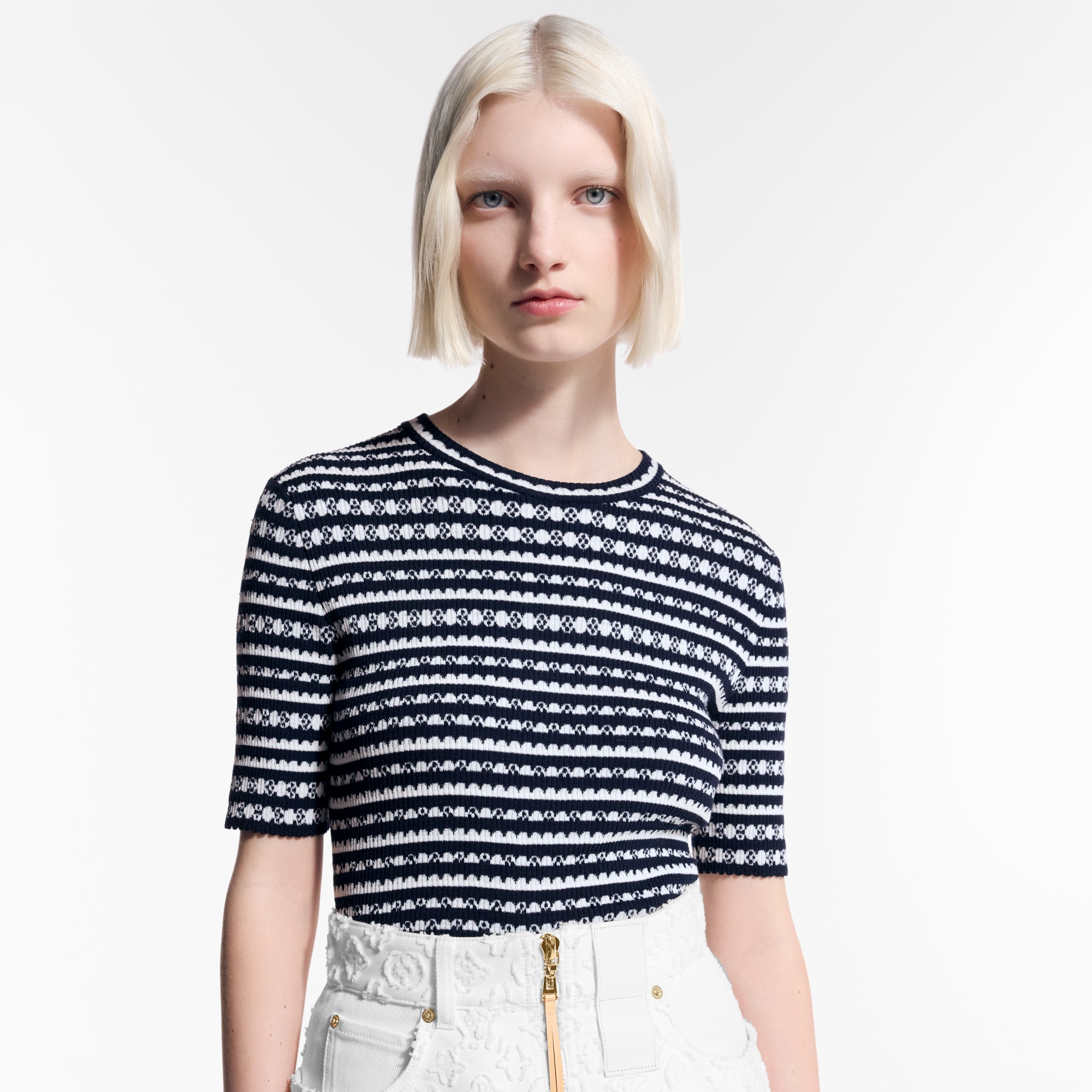 Scallop Stripe Knit Top  in Women