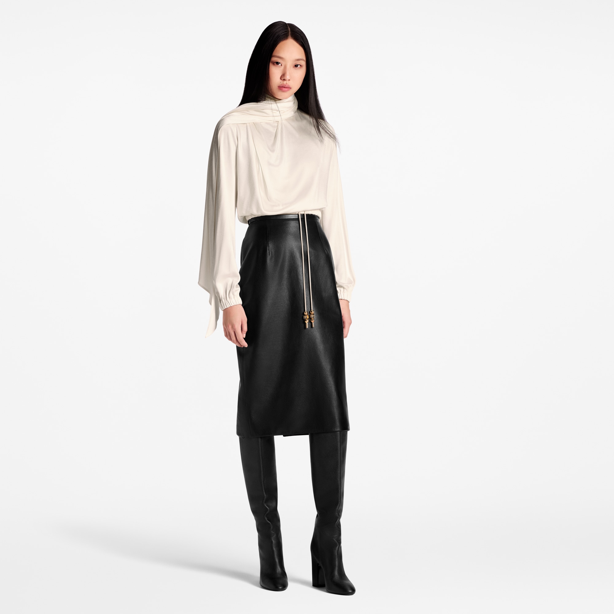 Scarf Collar Long-Sleeved Top  in Women