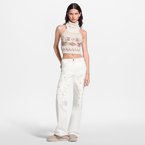 Signature Sequin Wide-Leg Jeans worn view