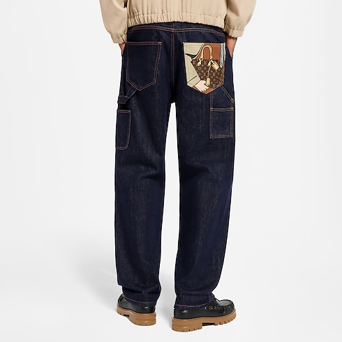 Signature Turnup Denim Carpenter Pants cropped worn view