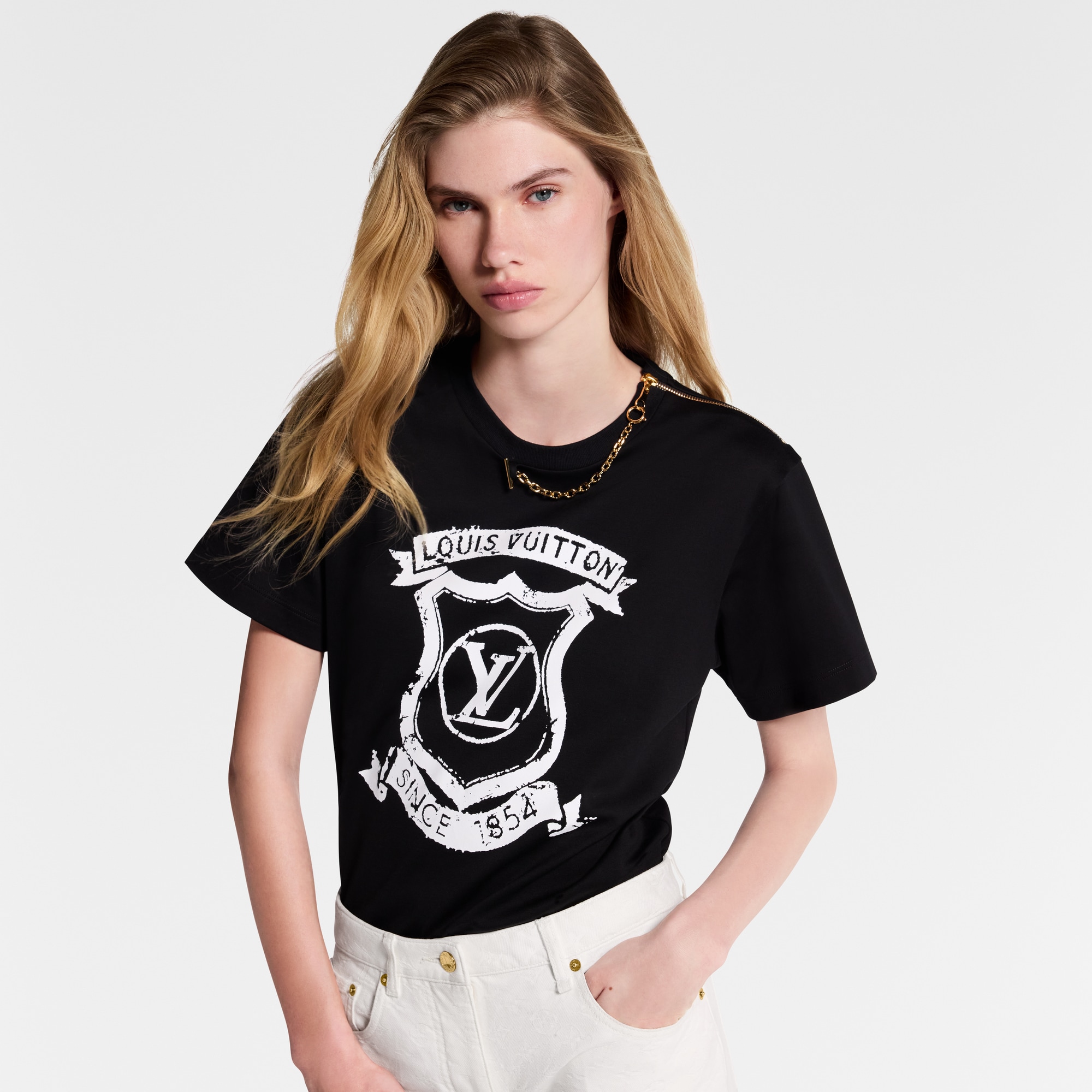 標誌拉鏈細節 T 恤  in 女士