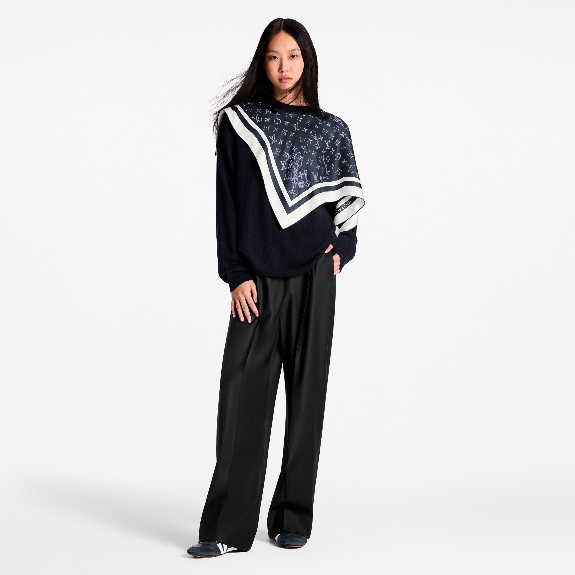 絲質嵌飾山羊絨套頭衫  in 女士