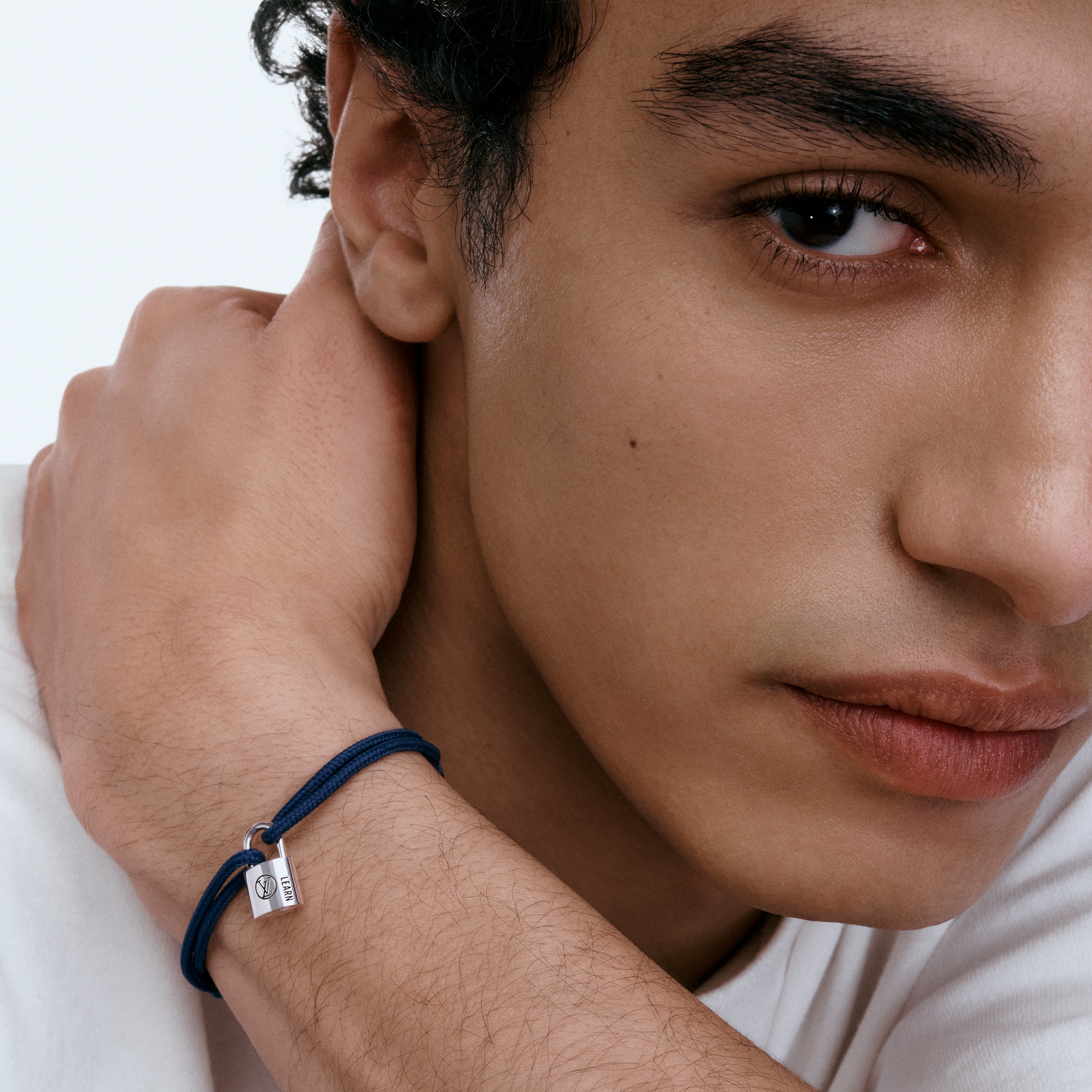 Silver Lockit Bracelet, Sterling Silver Black Laquered and Blue Polyester Cord  in Jewellery