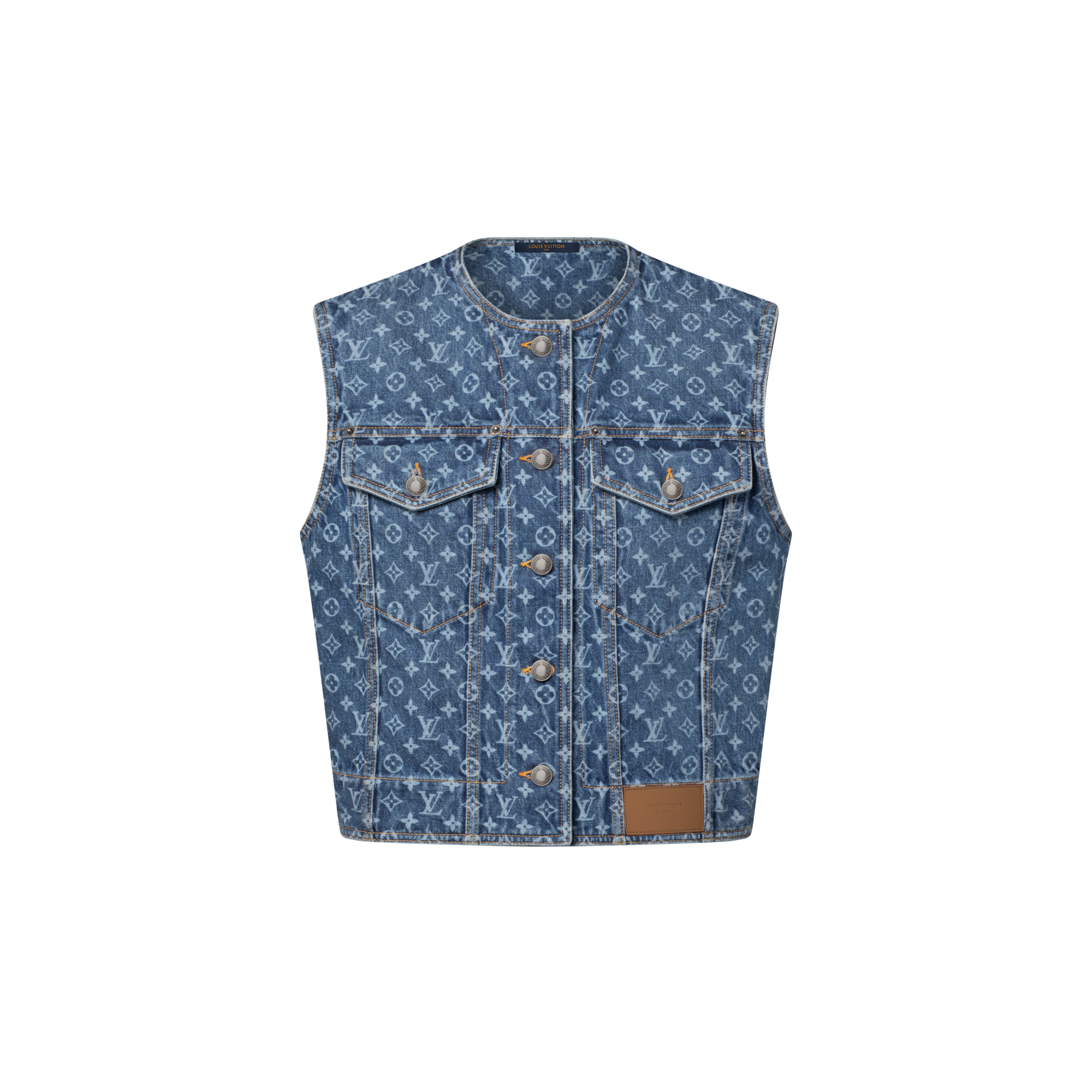 Sleeveless Monogram Denim Jacket  in Women