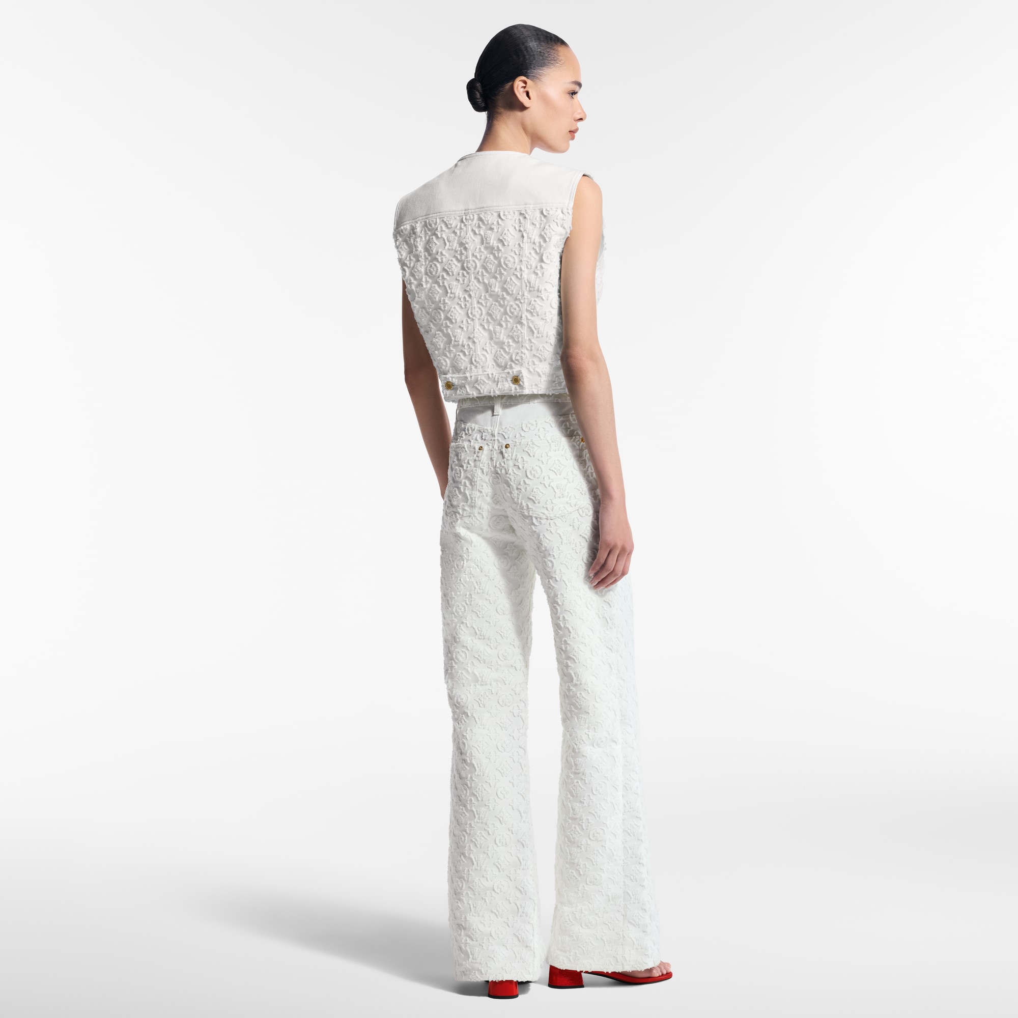 Sleeveless Monogram Fil Coupé Denim Jacket  in Women