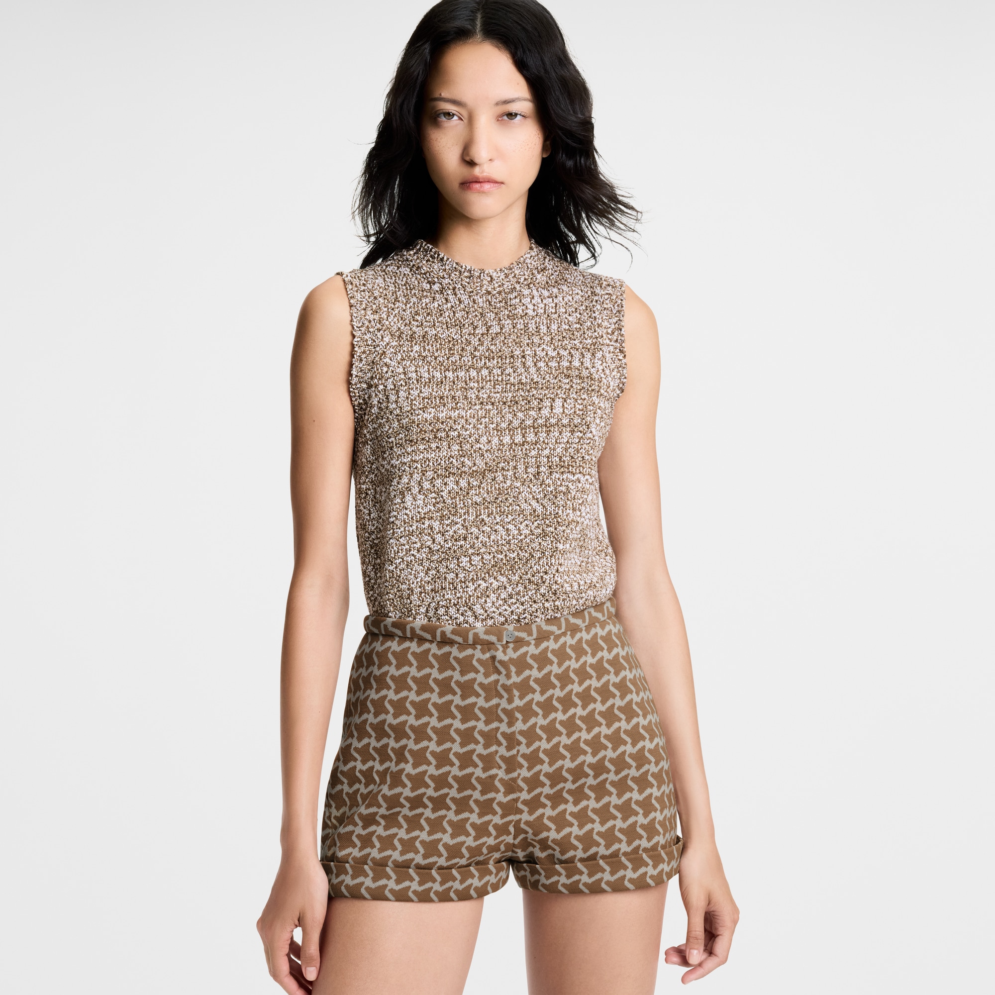 Sleeveless Tweed Knit Pullover  in Women
