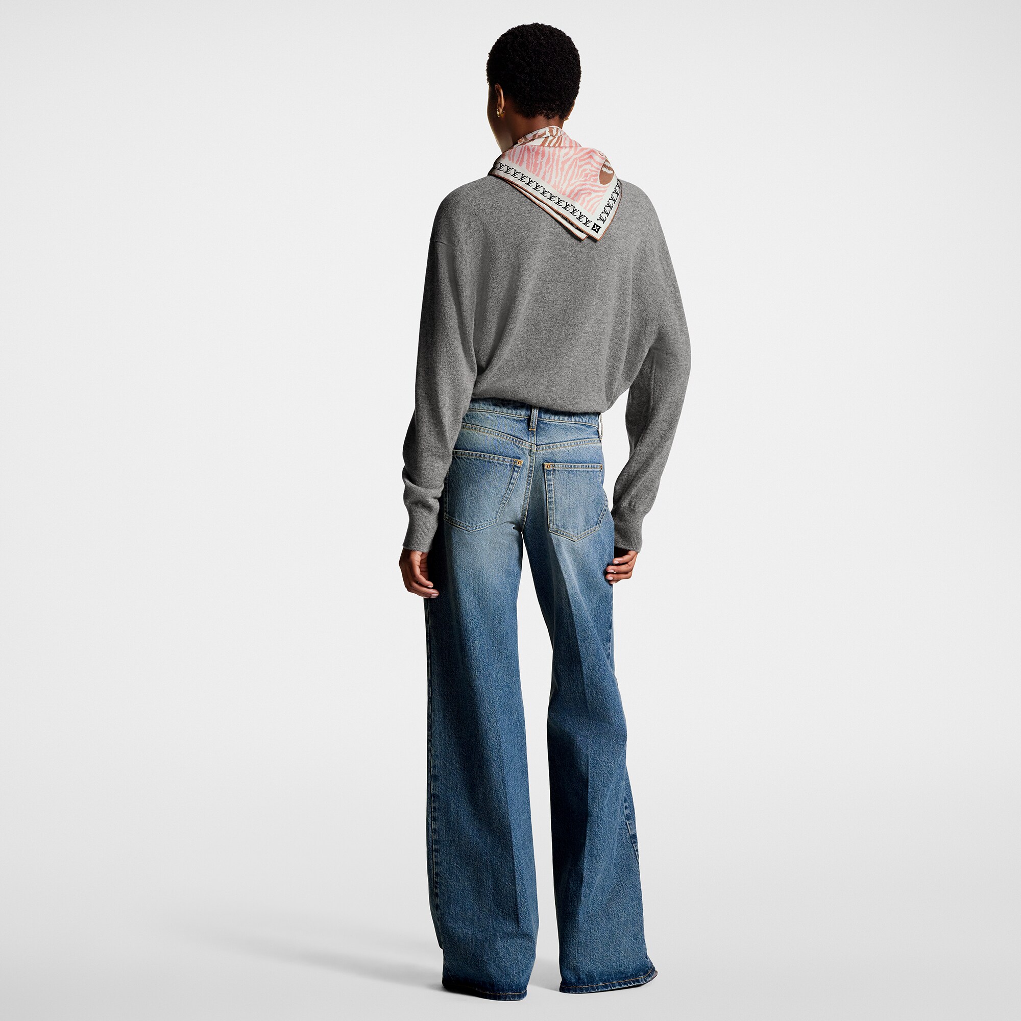 Stonewashed Monogram Patch Boot-Cut Jeans  in Women