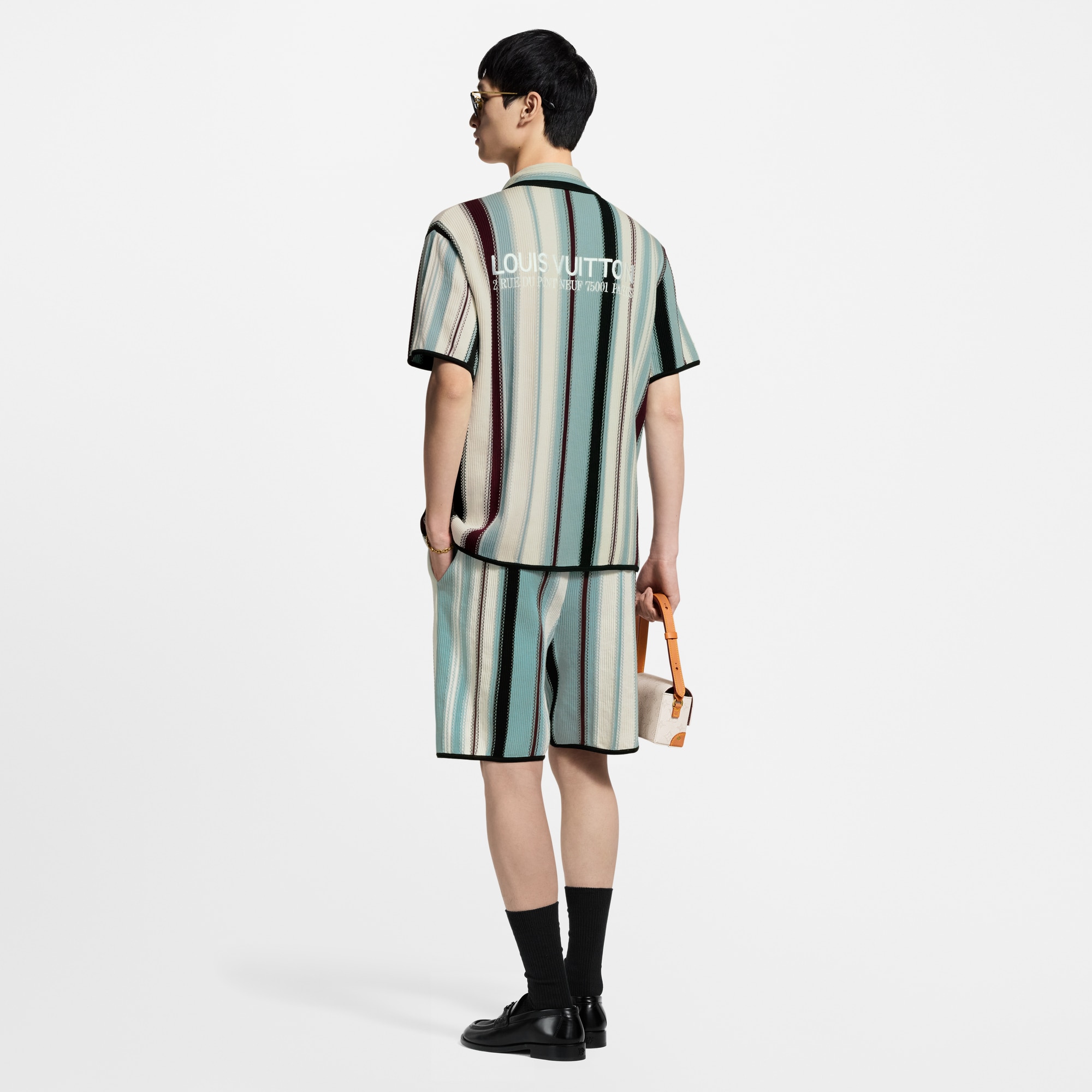 條紋鉤織短褲  in 男士