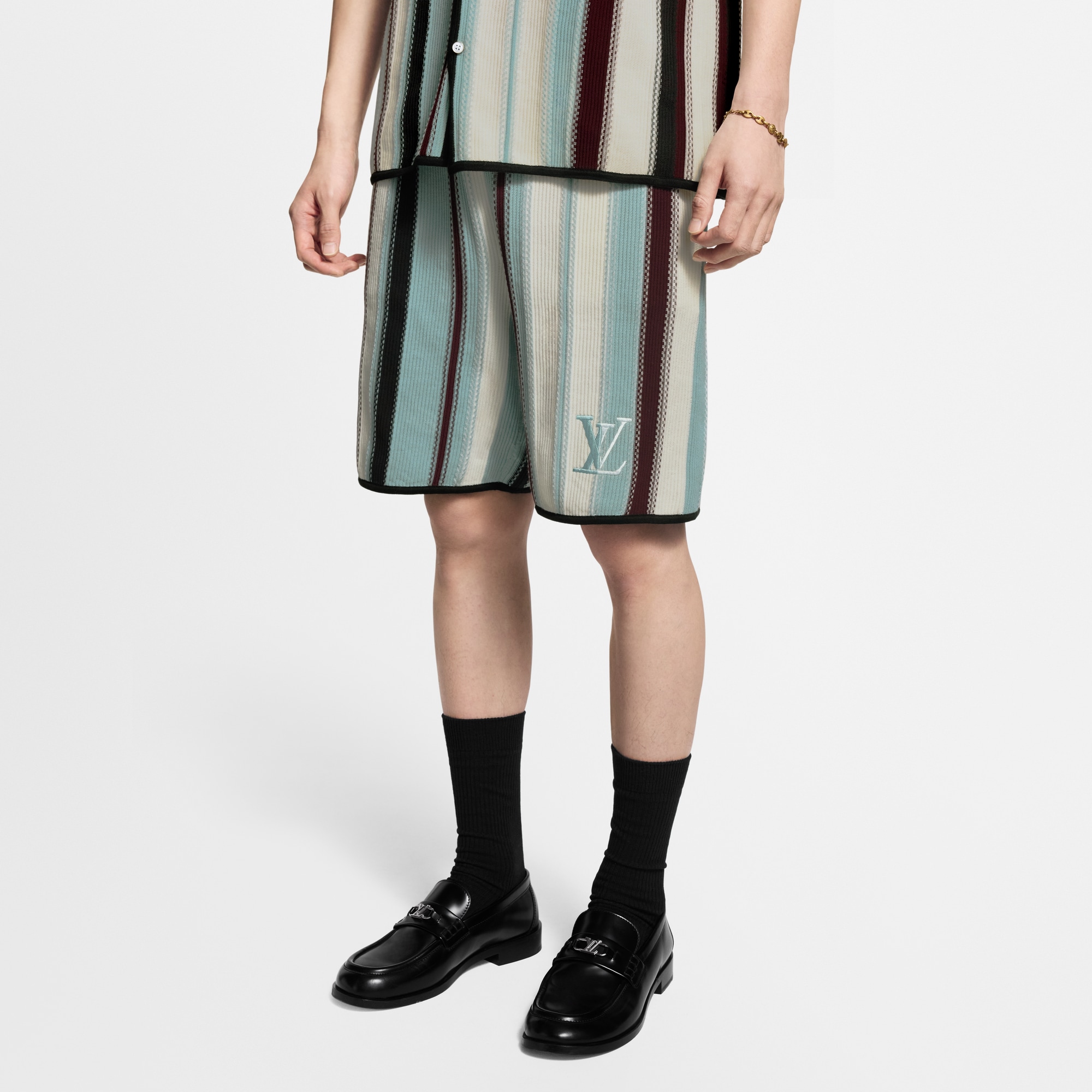 條紋鉤織短褲  in 男士