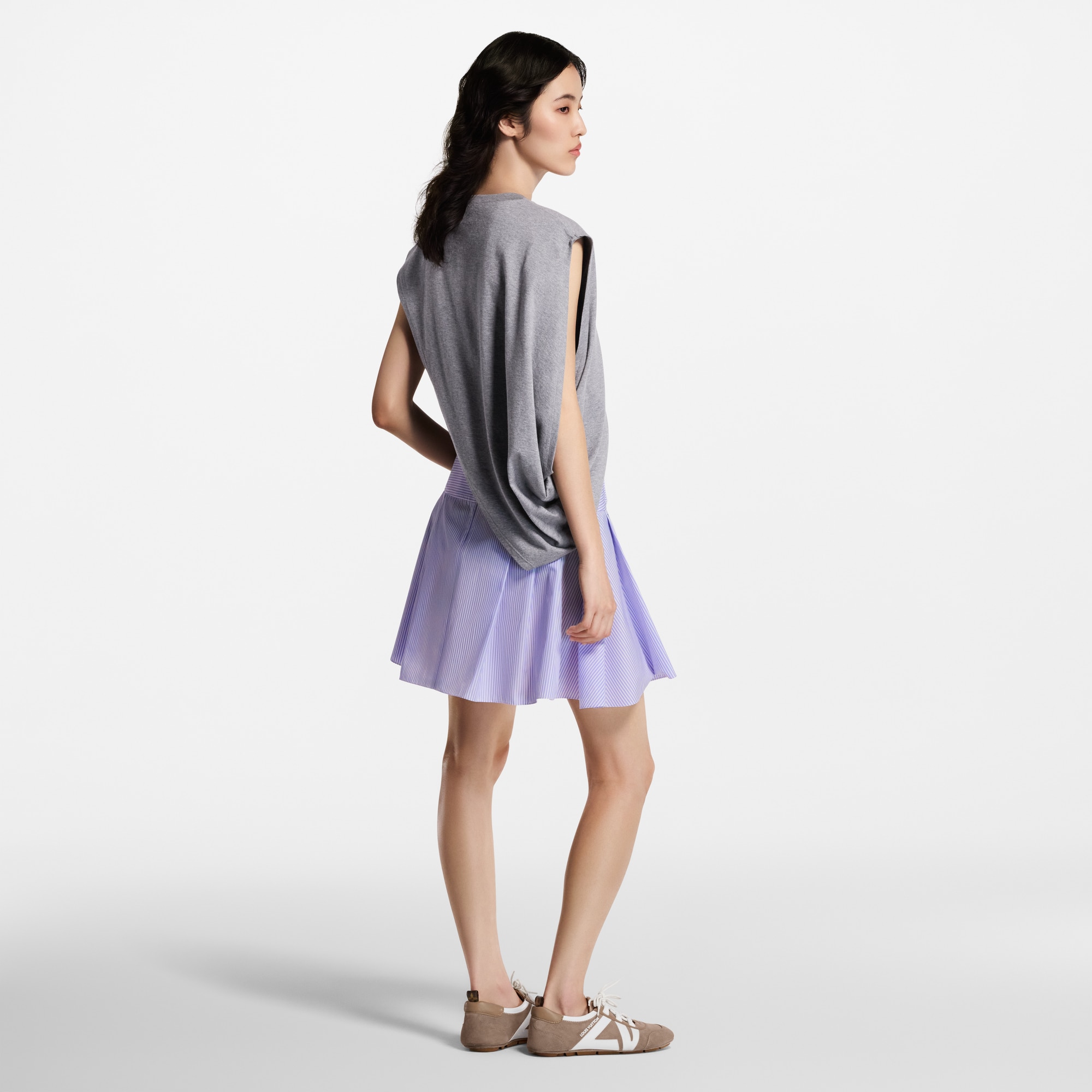 Striped Hammered Button Skirt  in Women