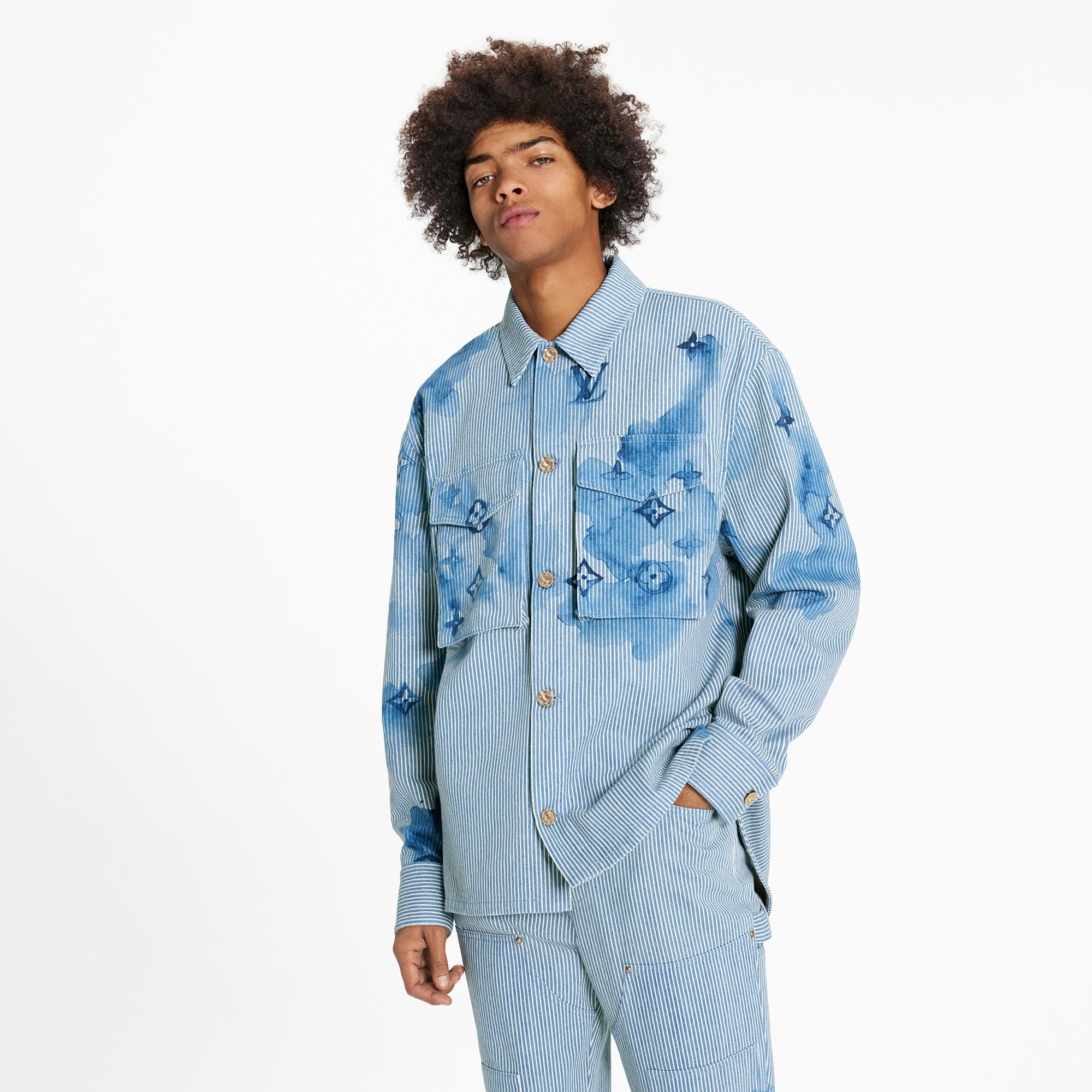 Striped Monogram Workwear Denim Shirt 