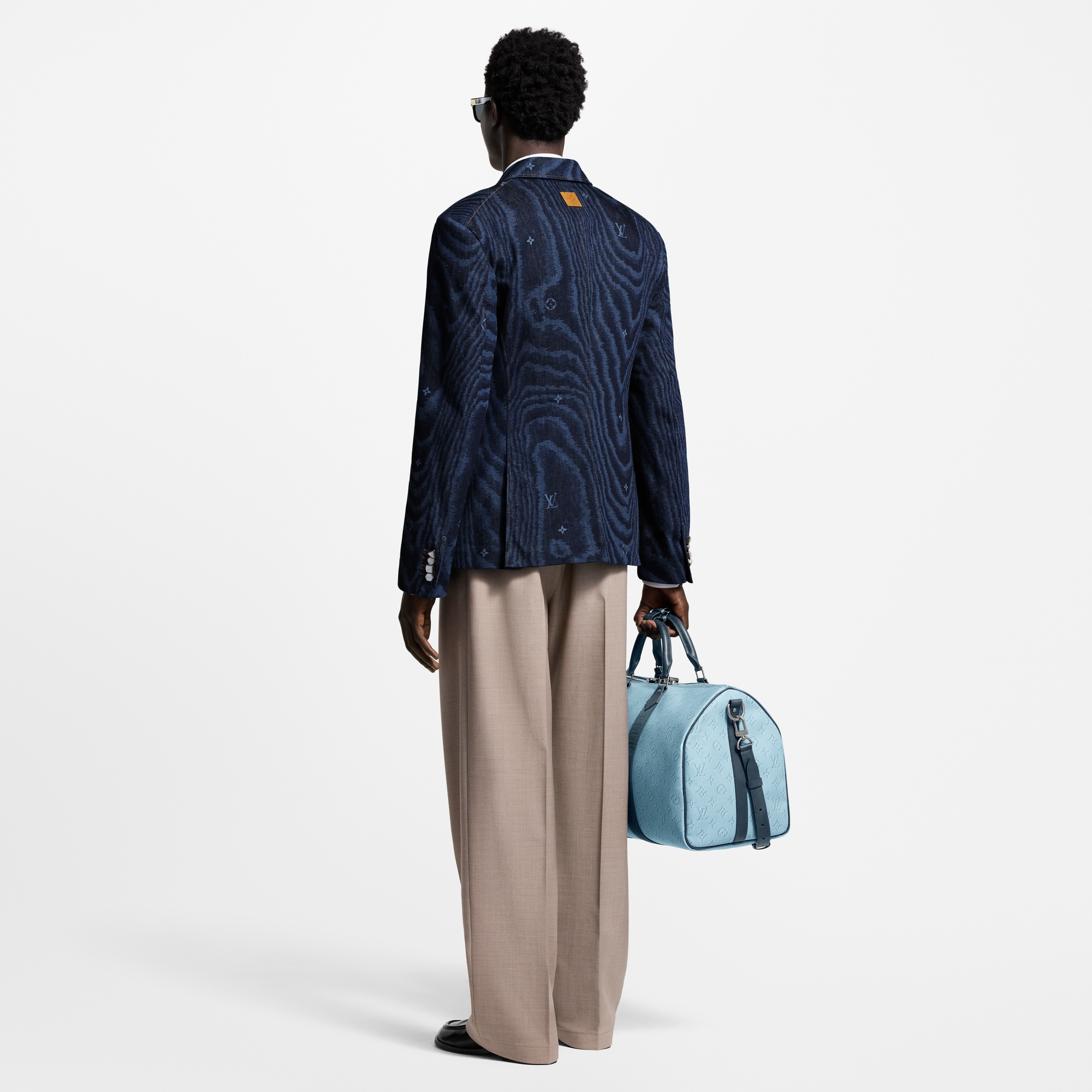 西裝剪裁雙排扣牛仔外套  in 男士