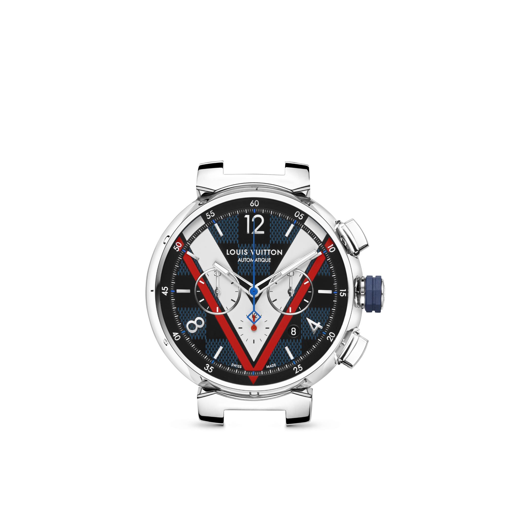 Tambour Damier Cobalt Chronograph 46 - Watches and Jewellery | LOUIS VUITTON