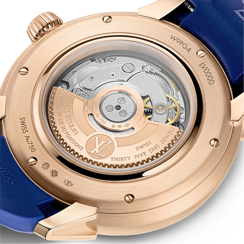 Tambour Spin Time, Automatic, 39.5mm, Rose gold, opal and sapphires in Watches's All Watches } collections by Louis Vuitton (Product zoom)