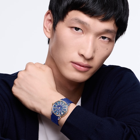 Tambour Spin Time, Automatic, 39.5mm, Rose gold, opal and sapphires in Watches's All Watches } collections by Louis Vuitton (Product zoom)